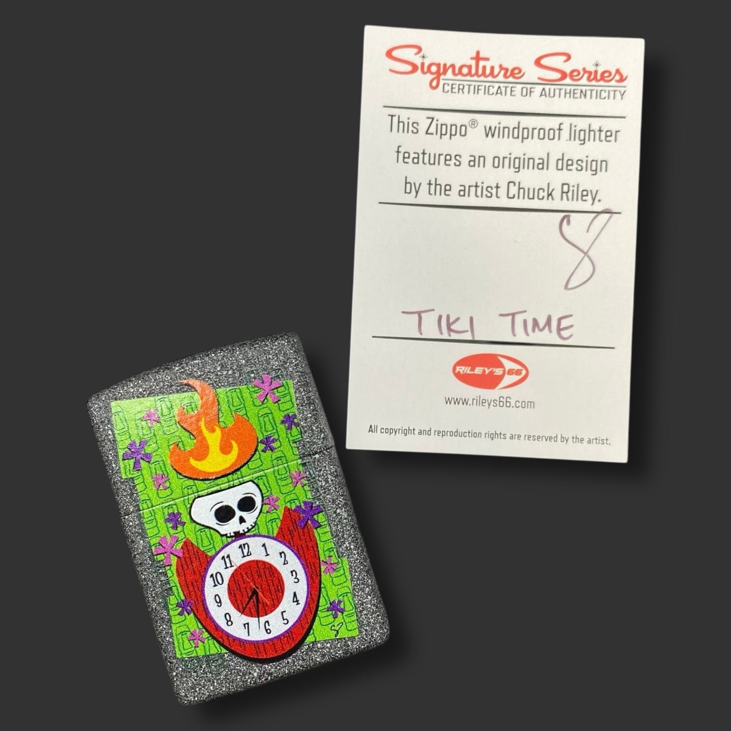 EXCLUSIVE - Riley's 66 Zippo Lighter - Tiki Time - Iron Stone