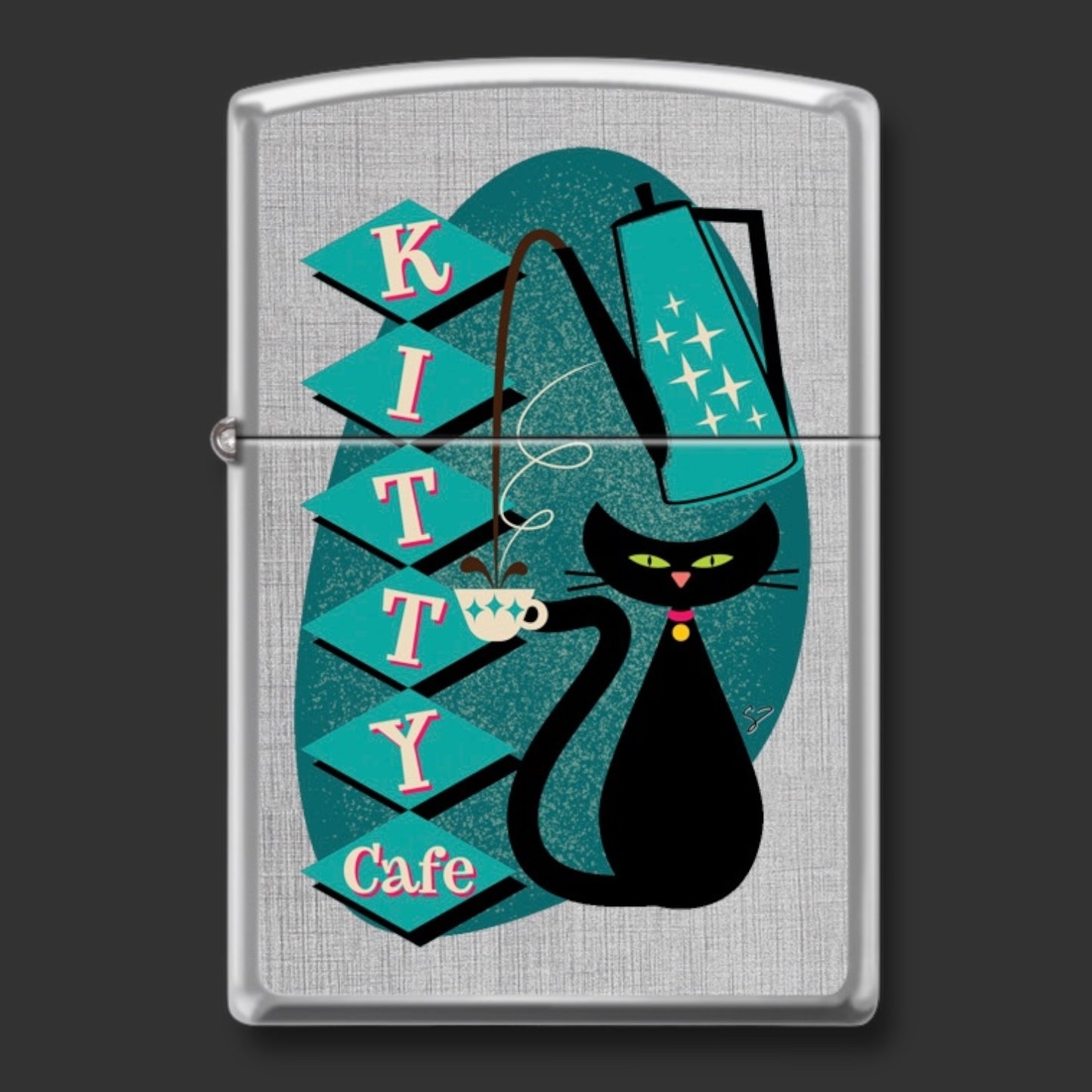 EXCLUSIVE - Riley's 66 Zippo Lighter - Kitty Cafe - Linen Weave