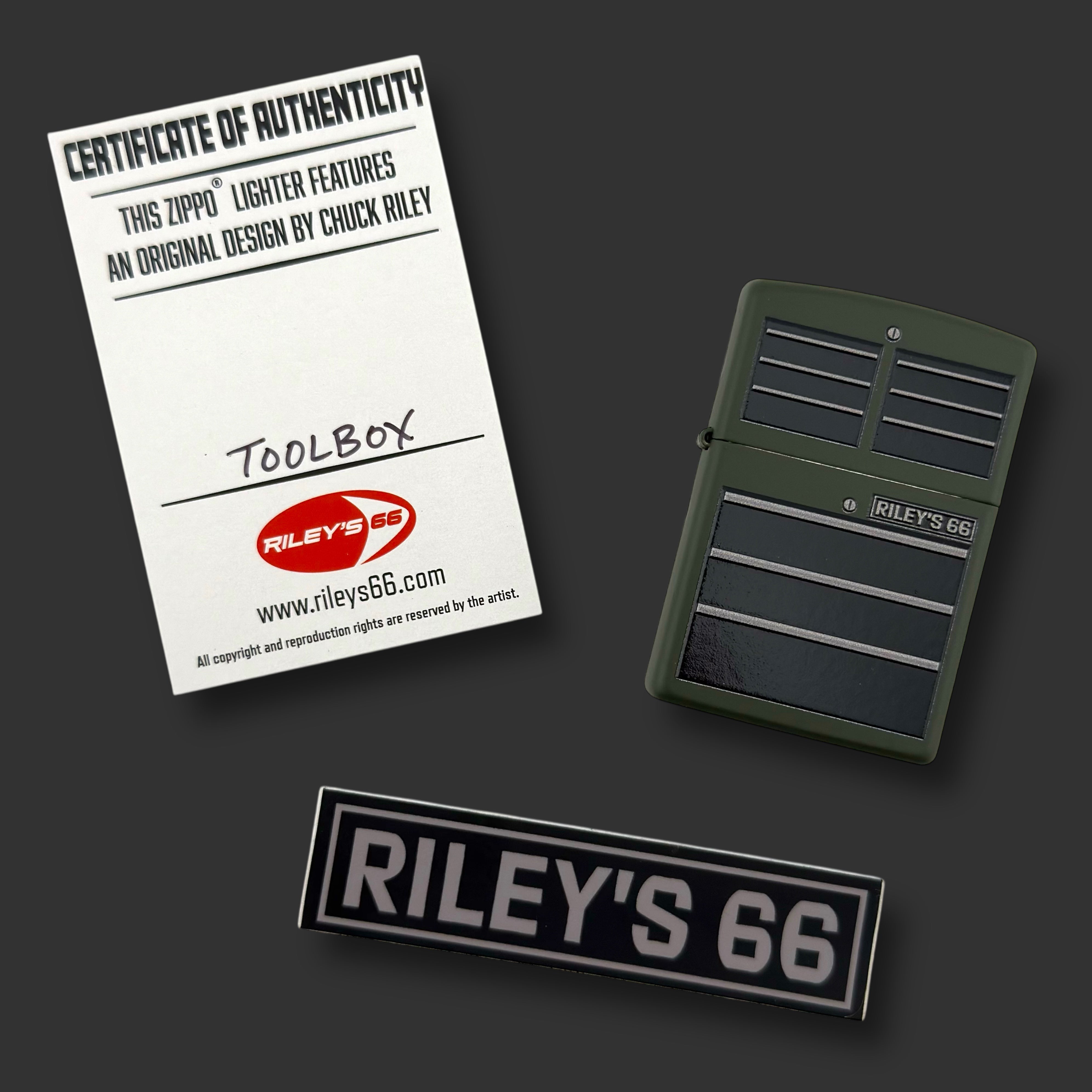EXCLUSIVE - Riley's 66 Zippo Lighter - Toolbox - Green Matte