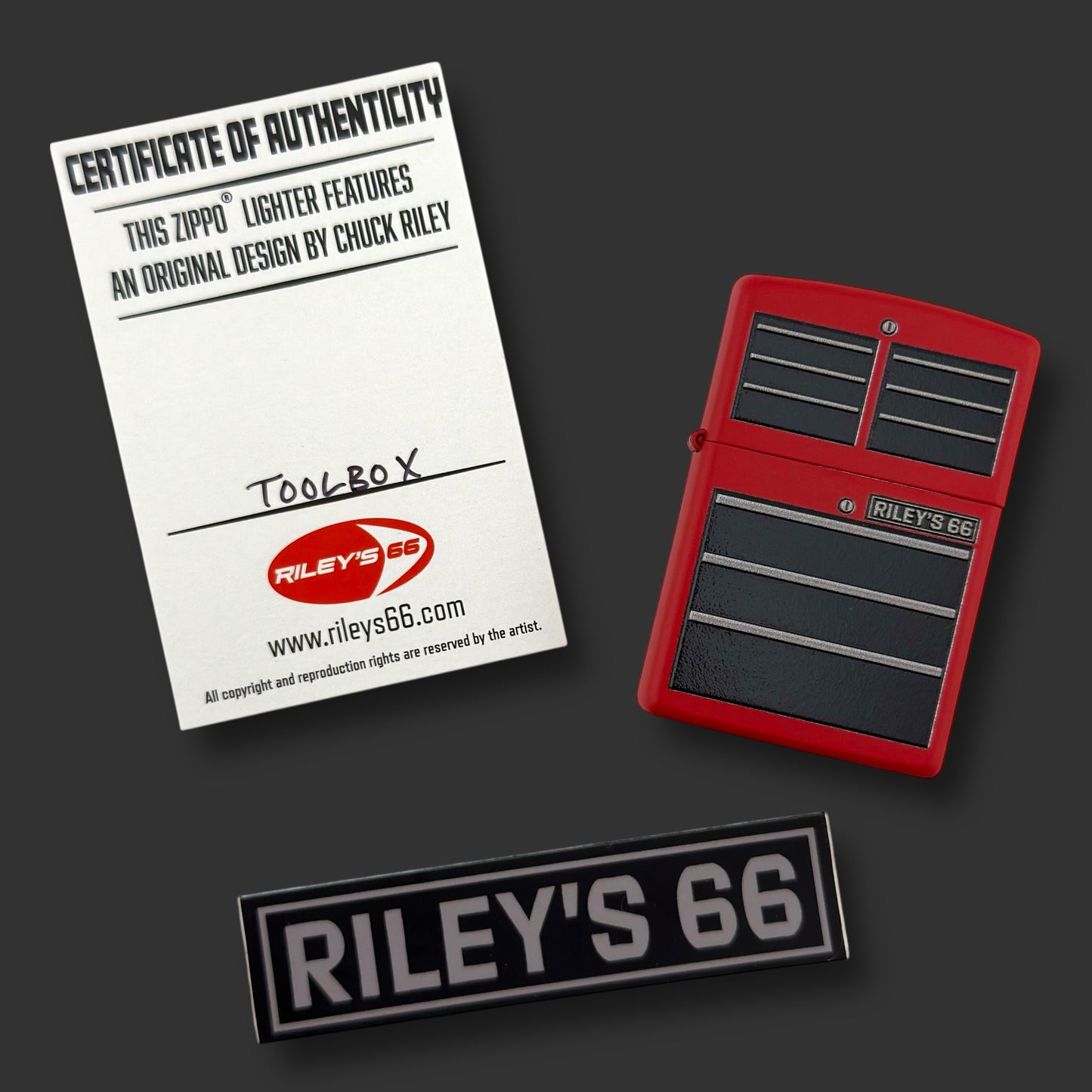 EXCLUSIVE - Riley's 66 Zippo Lighter - Toolbox - Red Matte
