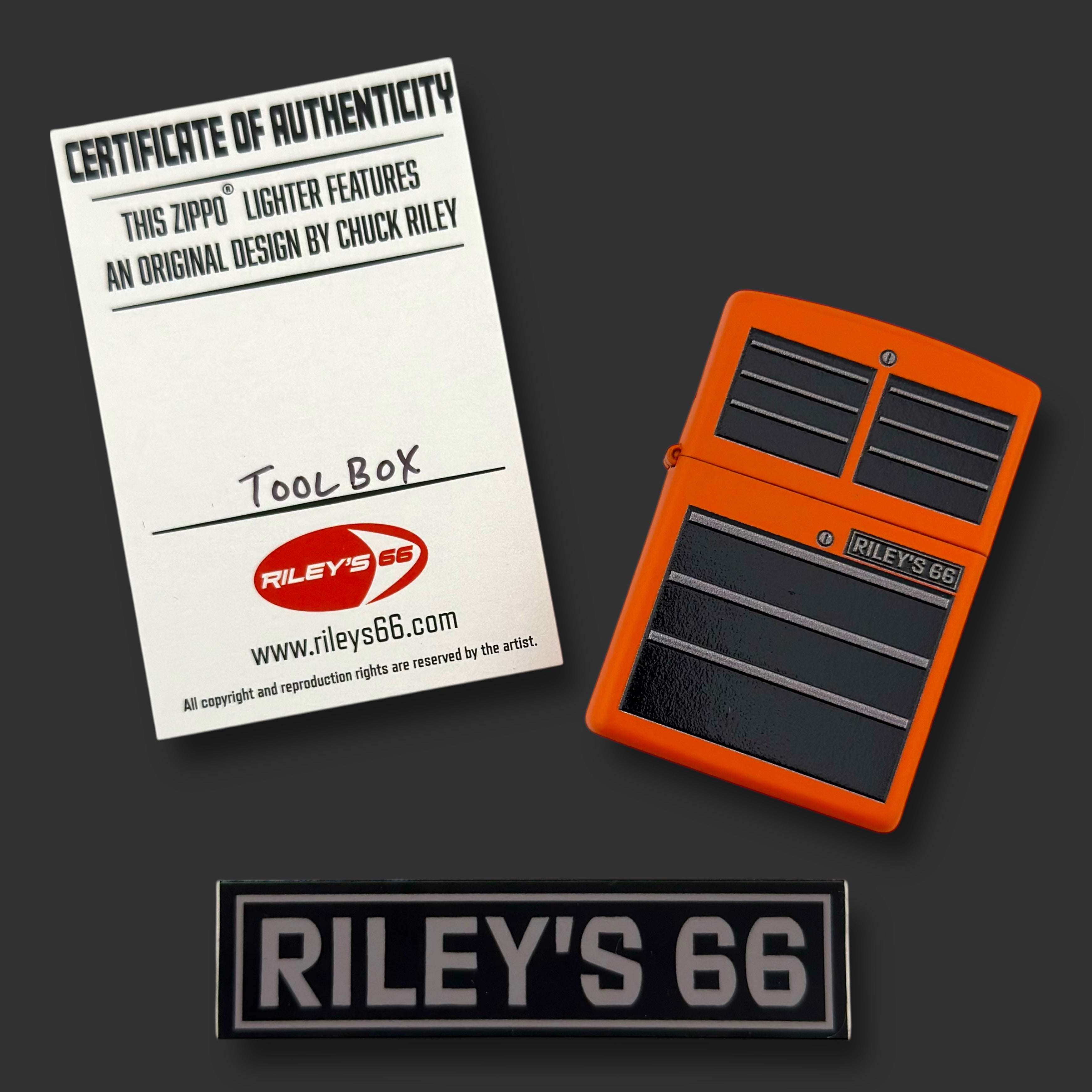 EXCLUSIVE - Riley's 66 Zippo Lighter - Toolbox - Orange Matte