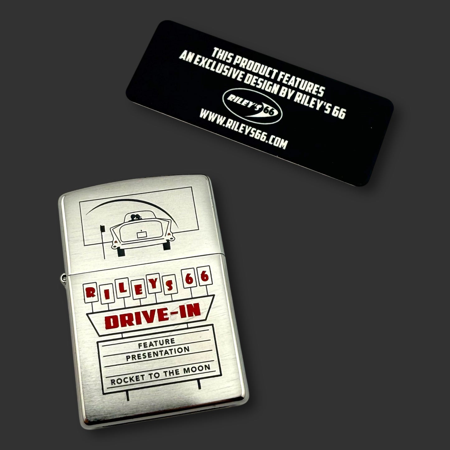EXCLUSIVE - Riley's 66 Zippo Lighter - Drive In - Brushed Chrome