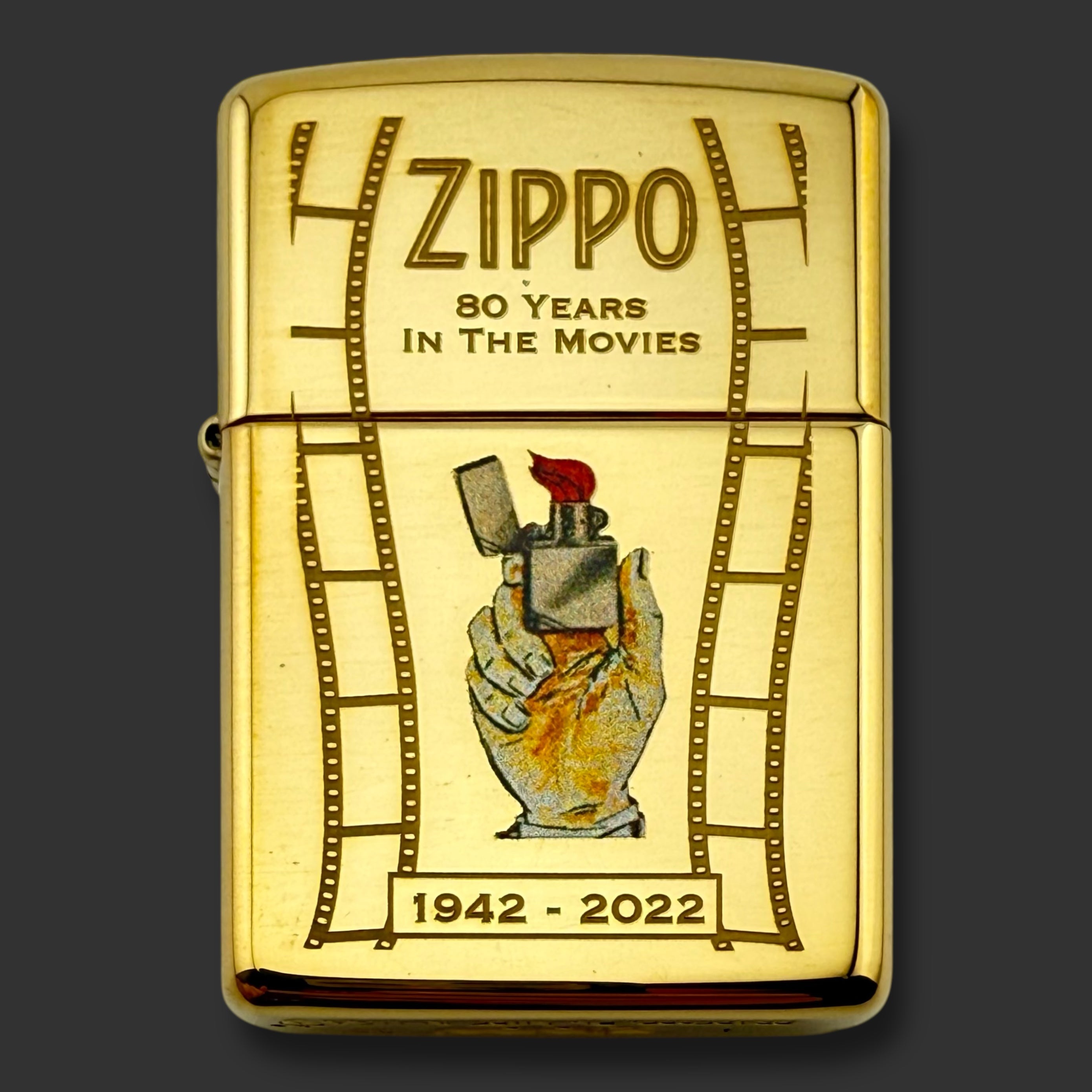 2022 Zippo Lighter - 80 Years in the Movies - 66/300 - High Polish Brass