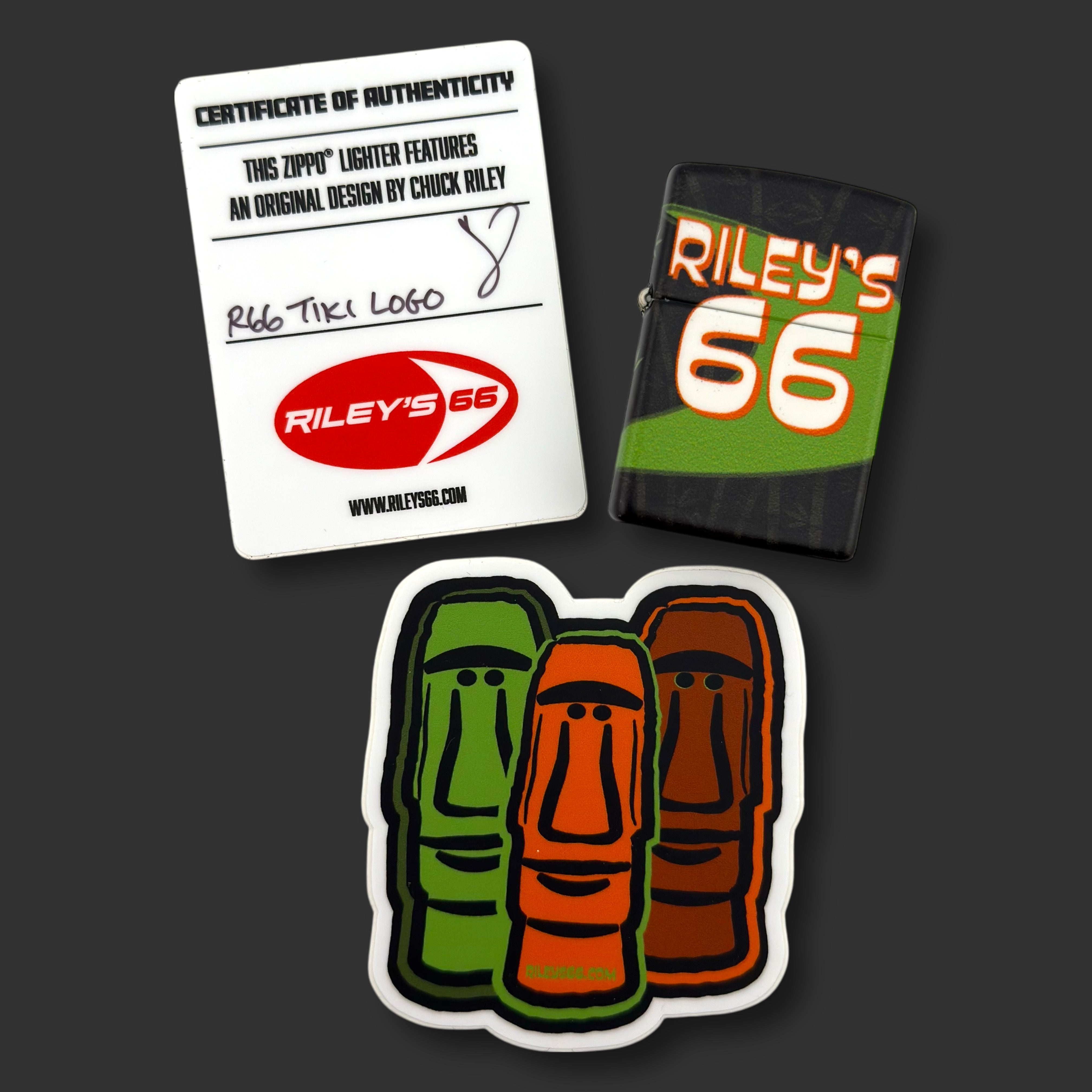 EXCLUSIVE - Riley's 66 Zippo Lighter - Tiki Logo - 540 Color