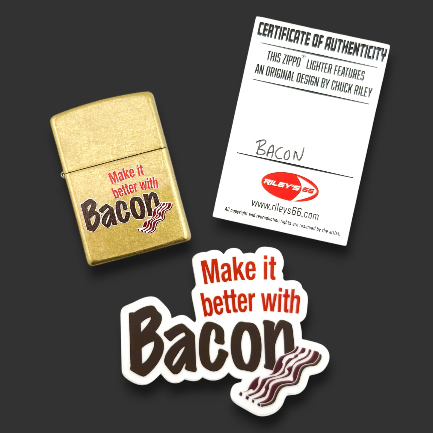 EXCLUSIVE - Riley's 66 Zippo Lighter - Bacon - Street Brass