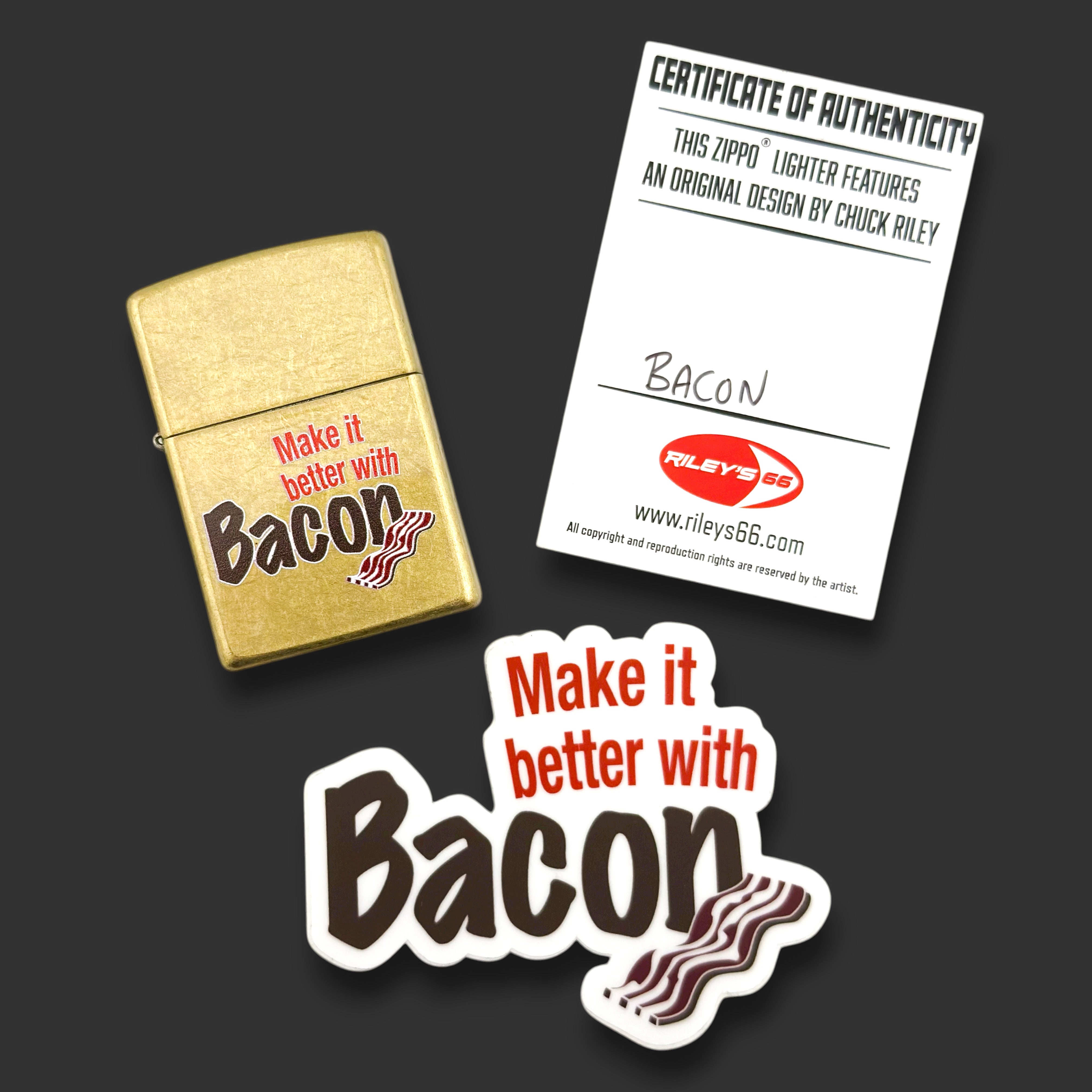 EXCLUSIVE - Riley's 66 Zippo Lighter - Bacon - Street Brass