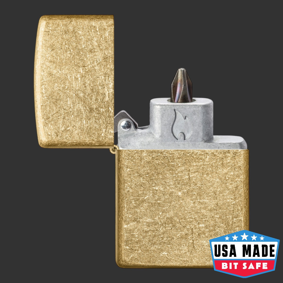 Zippo Tumbled Brass Bit Safe Screwdriver