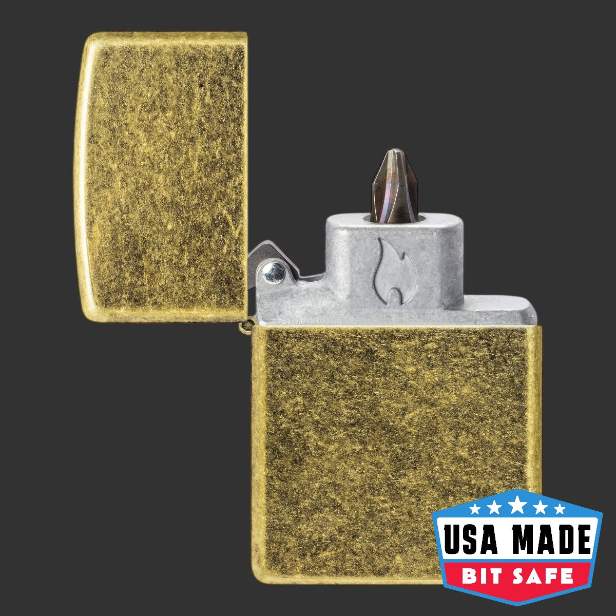 Zippo Antique Brass Bit Safe Screwdriver