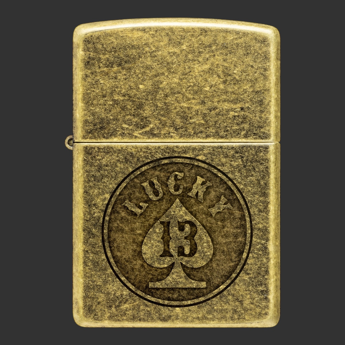 Zippo Lighter Lucky 13 Design Antique Brass