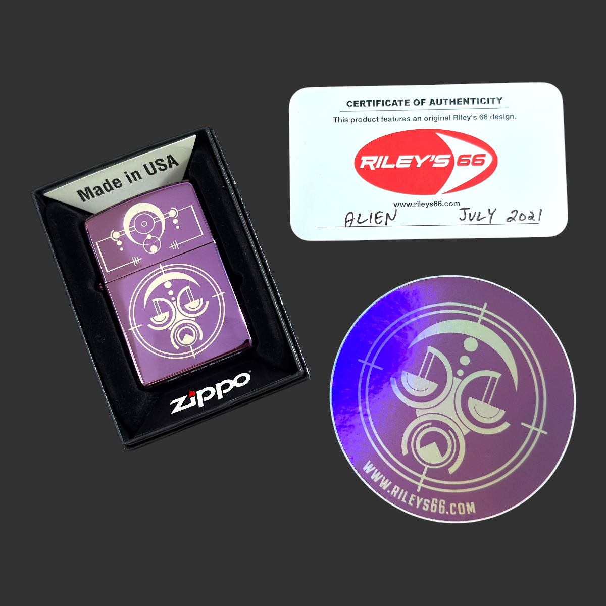 2021 Original Riley's 66 Alien Zippo Lighter
