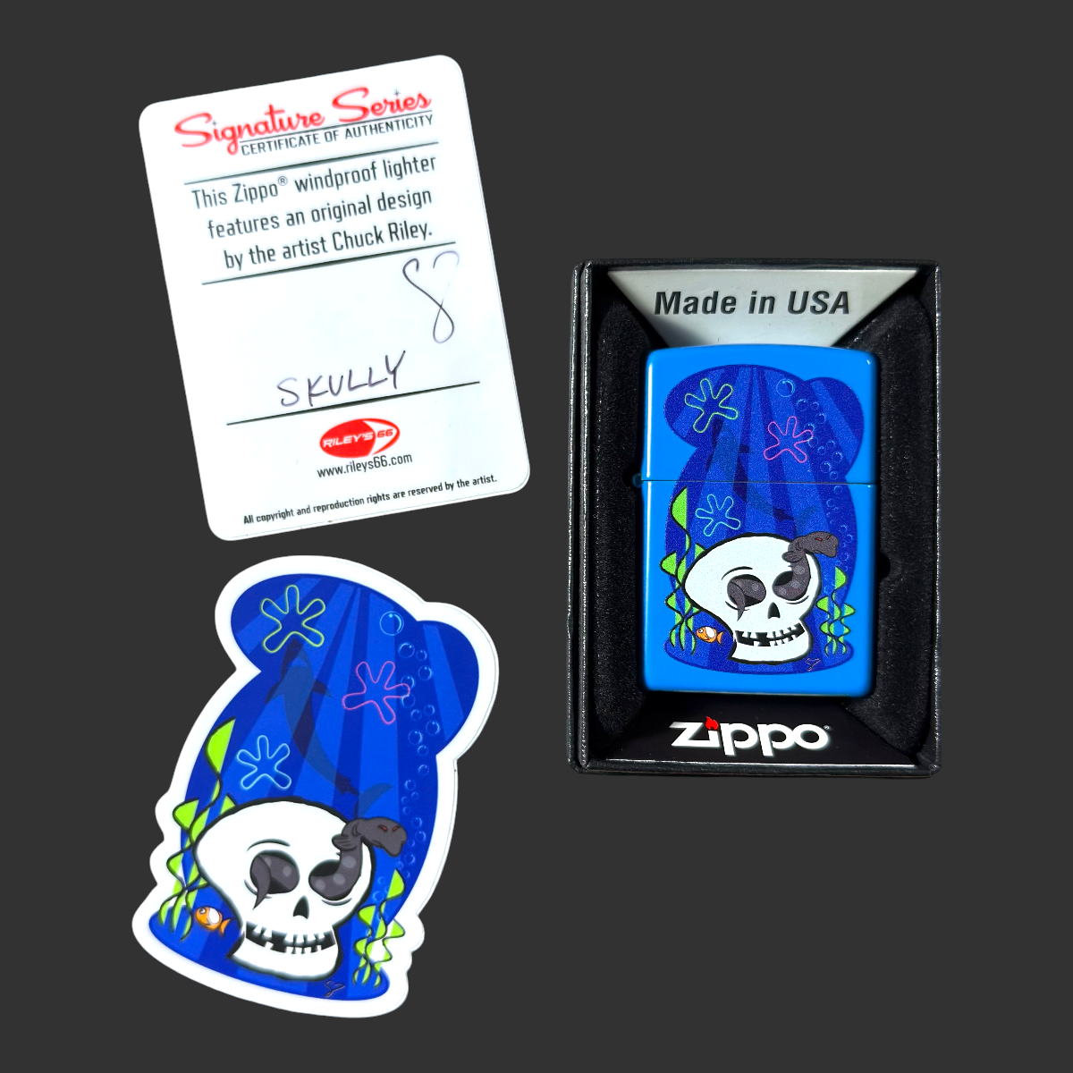 Original Riley's 66 Skully Zippo Lighter