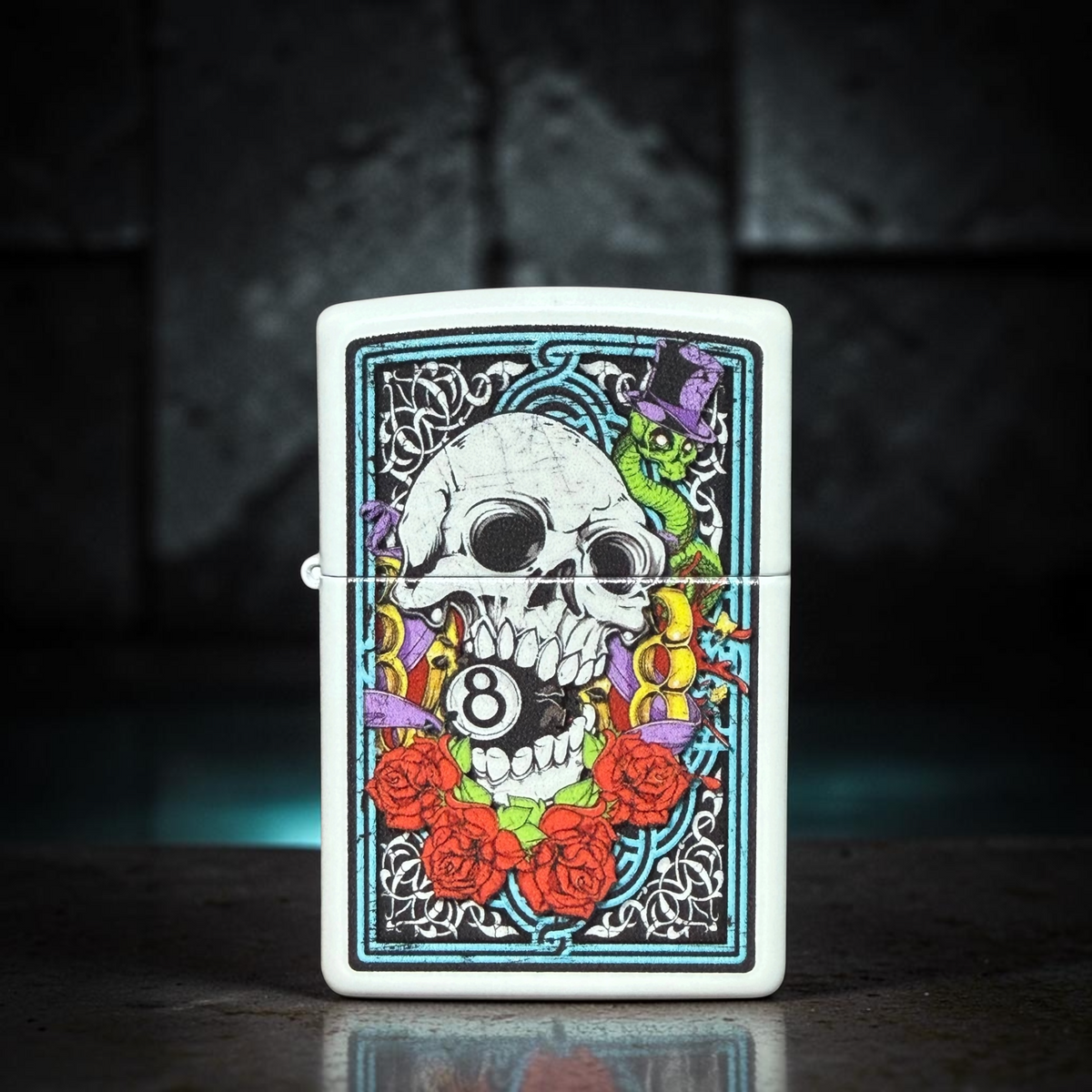 Skull & Eight Ball Glow in the Dark Zippo Lighter