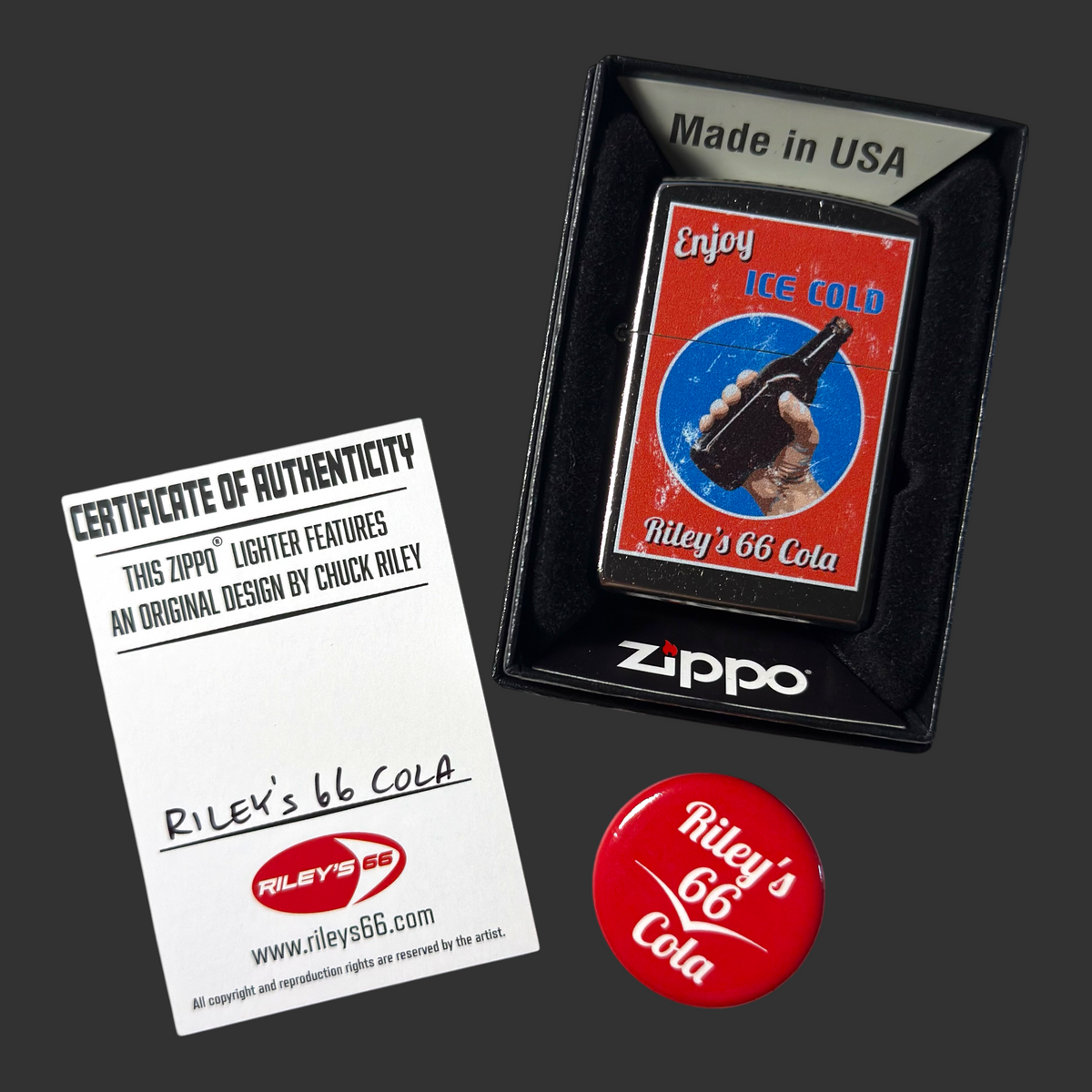 2020 Riley's 66 Cola Zippo Lighter - Original Riley's 66 Artwork
