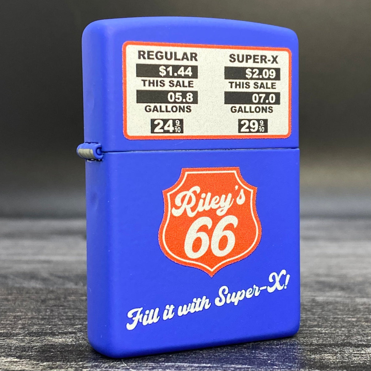 Exclusive - Riley&#39;s 66 Zippo Lighter - Gas Pump - Royal Blue Matte - Riley&#39;s 66 LLC