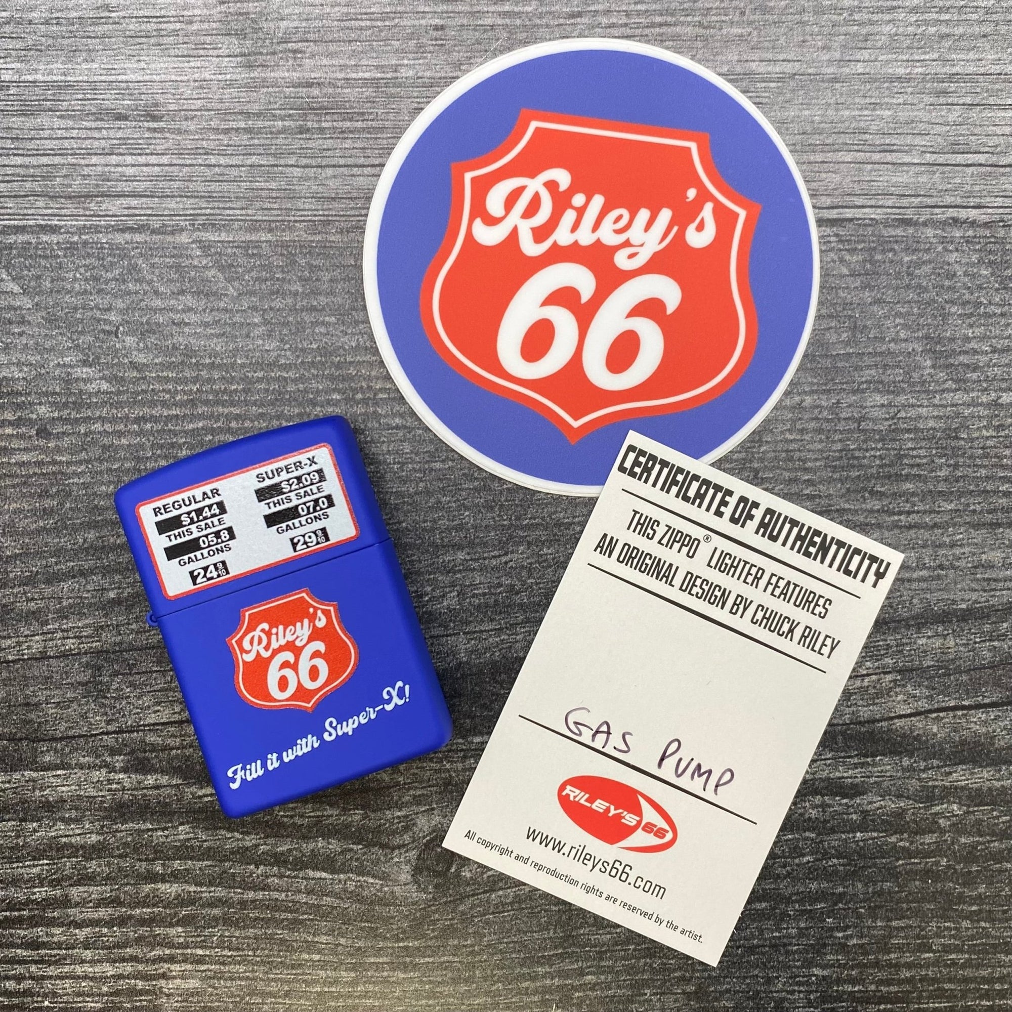 Exclusive - Riley's 66 Zippo Lighter - Gas Pump - Royal Blue Matte - Riley's 66 LLC