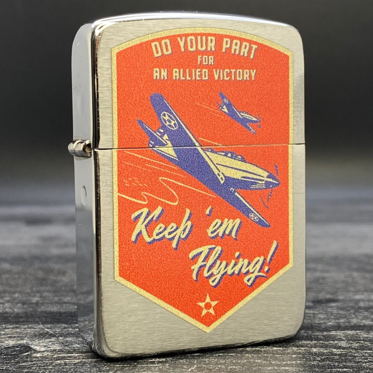 EXCLUSIVE - RILEY&#39;S 66 ZIPPO LIGHTER - Keep &#39;Em Flying - 1941 Replica - Riley&#39;s 66 LLC