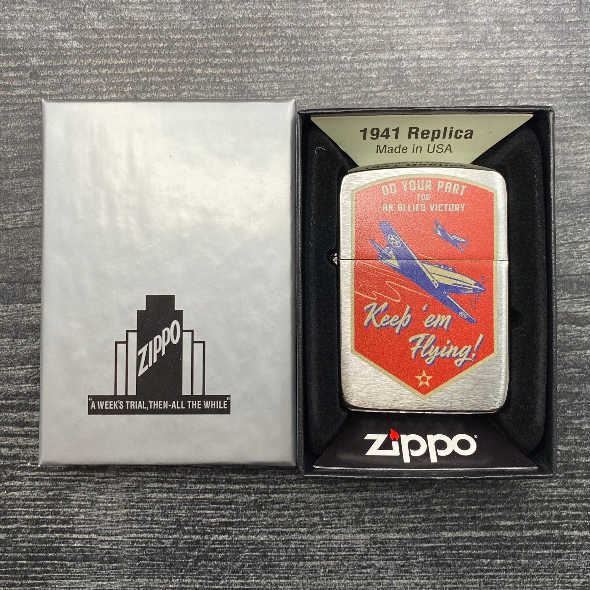 EXCLUSIVE - RILEY'S 66 ZIPPO LIGHTER - Keep 'Em Flying - 1941 Replica - Riley's 66 LLC