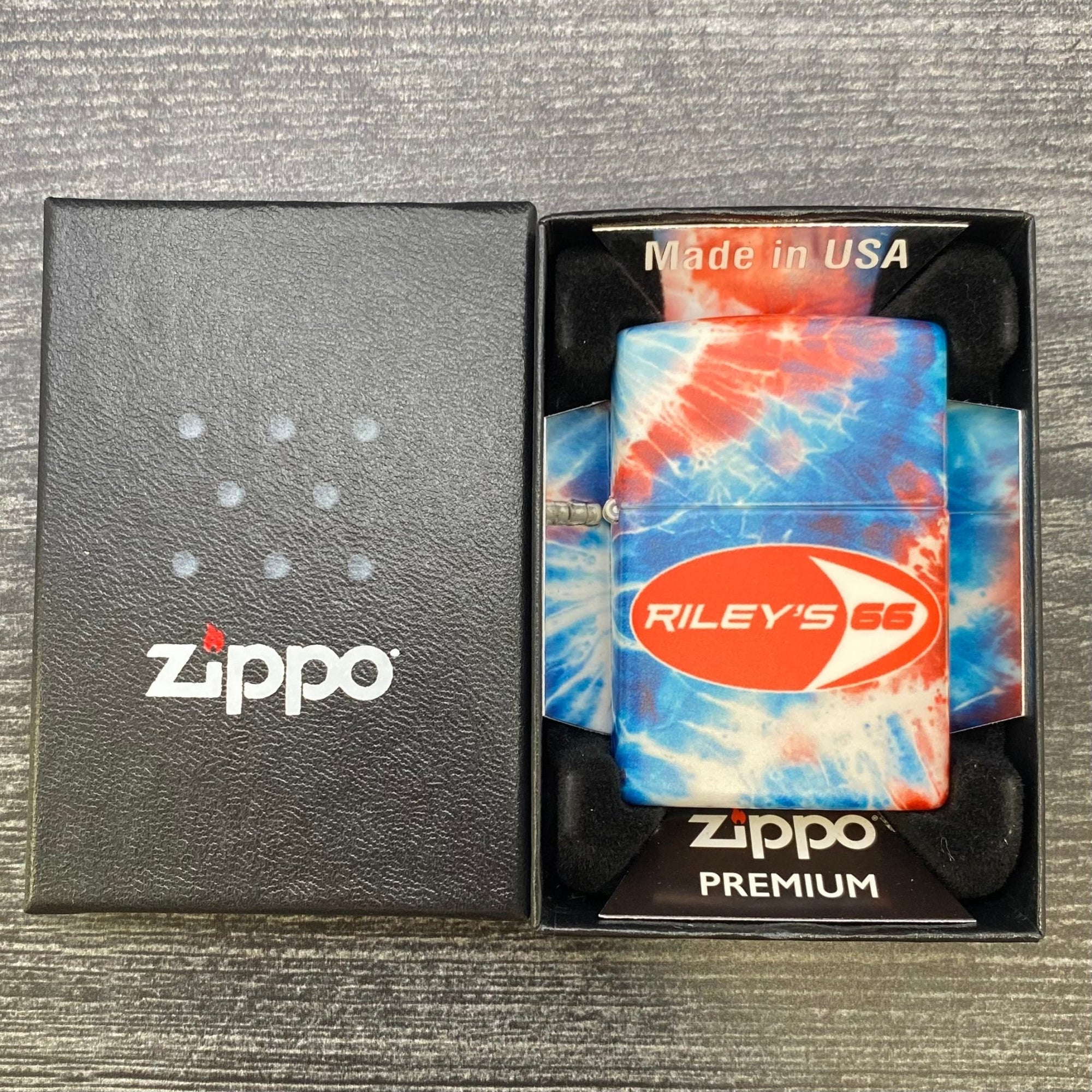 EXCLUSIVE - Riley's 66 Zippo Lighter - Red White & Blue Tie Dye - 540 Color - Riley's 66 LLC