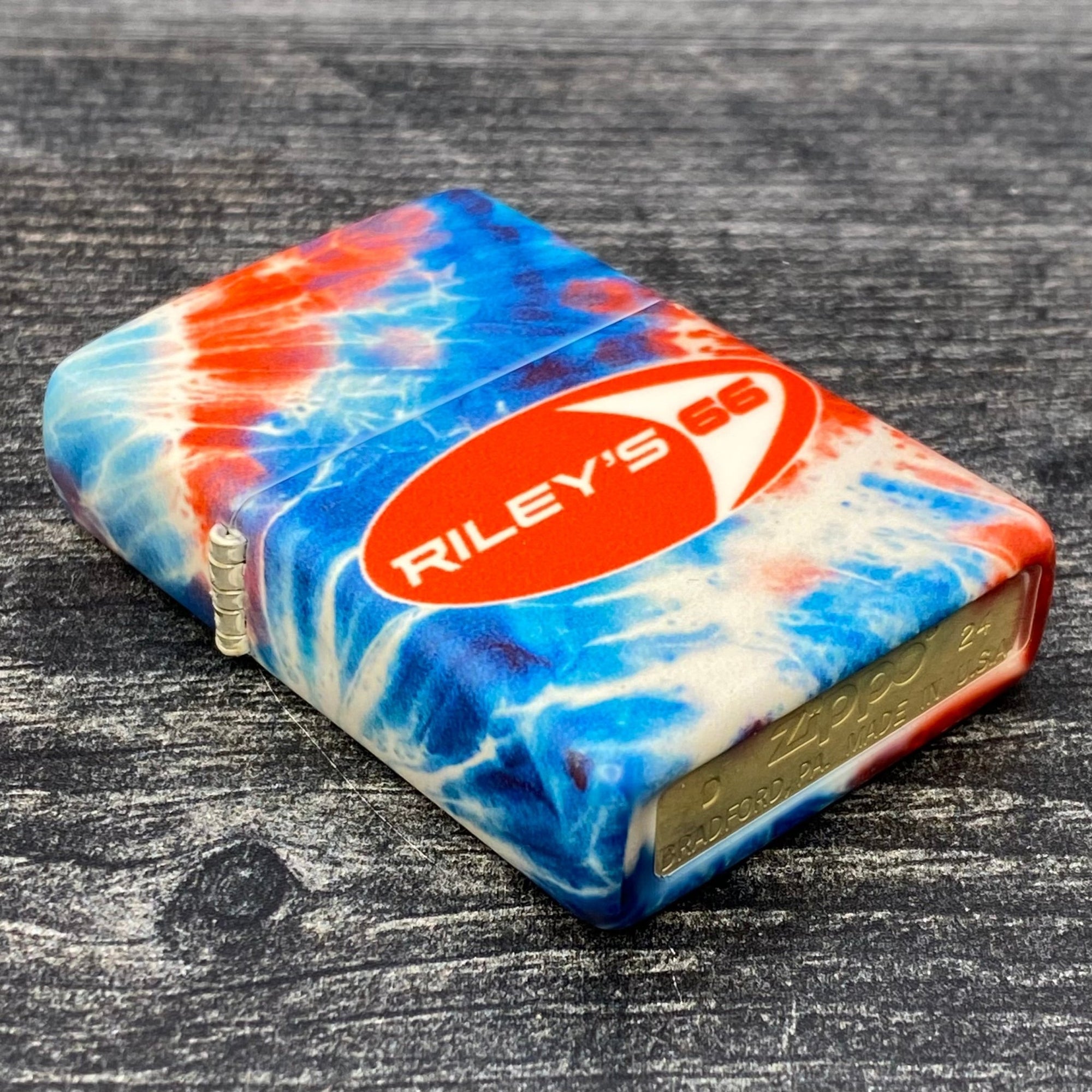 EXCLUSIVE - Riley's 66 Zippo Lighter - Red White & Blue Tie Dye - 540 Color - Riley's 66 LLC