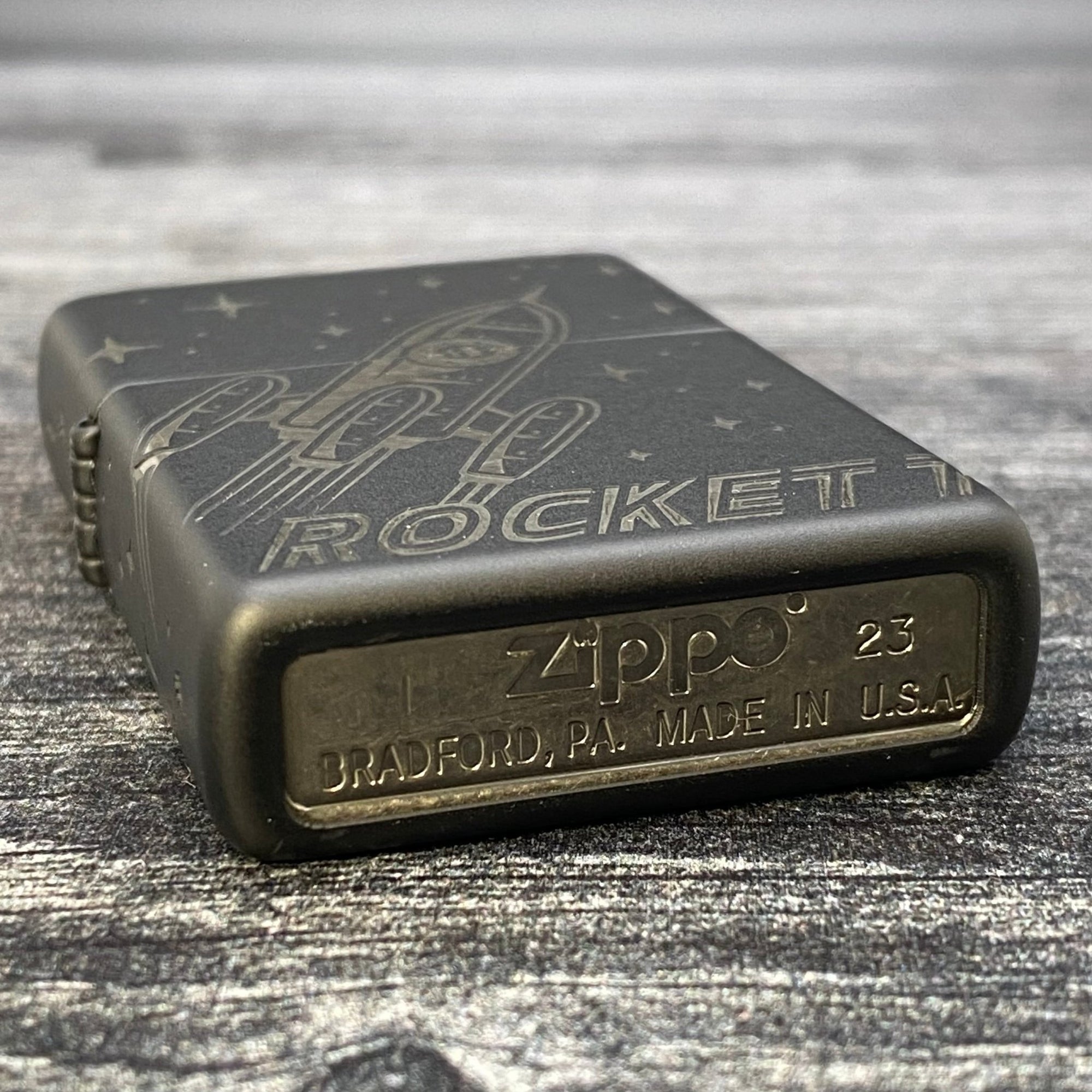 Exclusive - Riley's 66 Zippo Lighter - Rocket to the Moon - Black Matte - Riley's 66 LLC