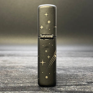 Exclusive - Riley's 66 Zippo Lighter - Rocket to the Moon - Black Matte - Riley's 66 LLC