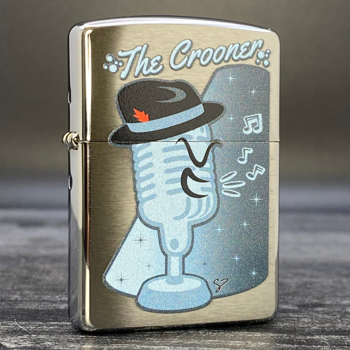 EXCLUSIVE - Riley&#39;s 66 ZIPPO LIGHTER - The Crooner - Armor® - Brushed Chrome - Riley&#39;s 66 LLC