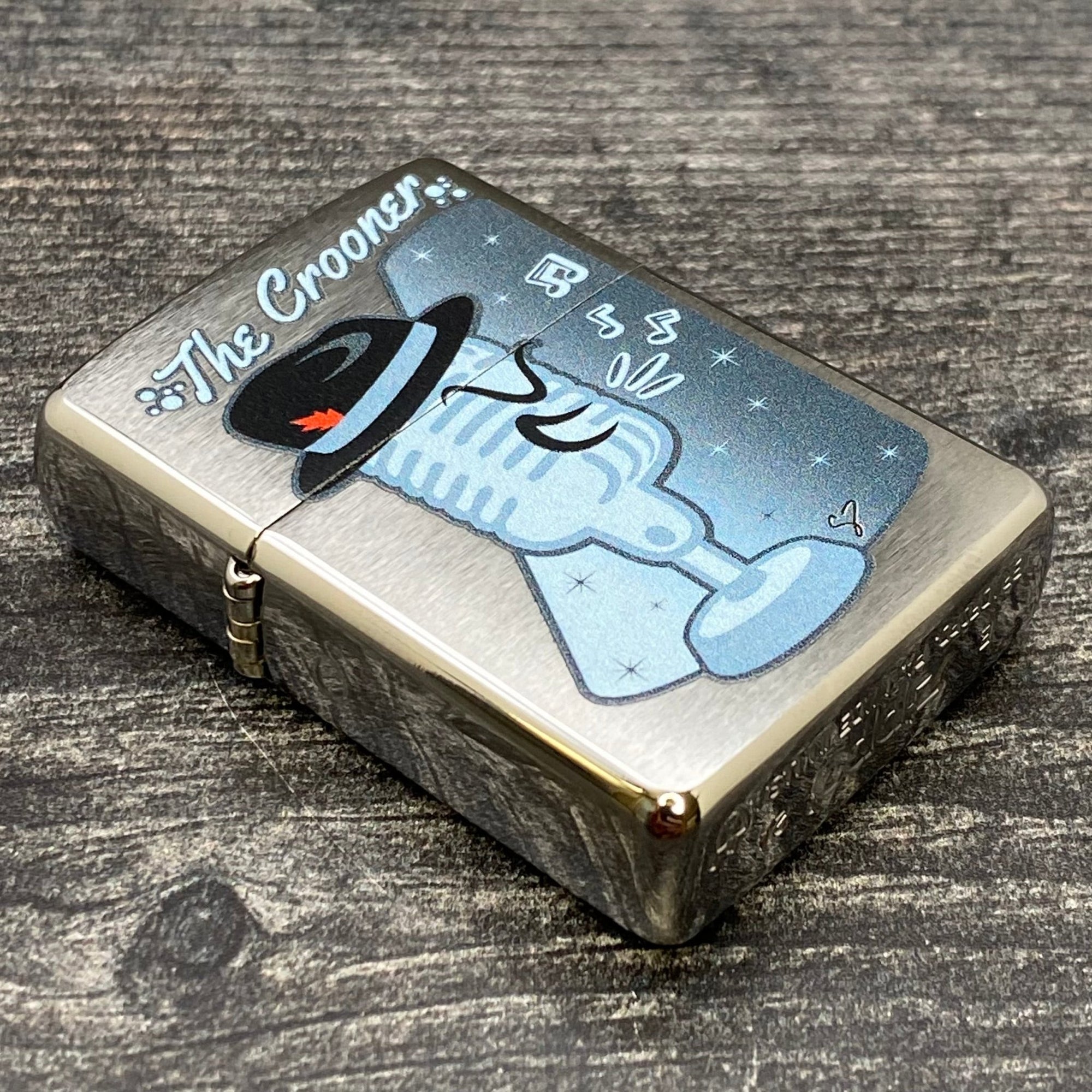 EXCLUSIVE - Riley's 66 ZIPPO LIGHTER - The Crooner - Armor® - Brushed Chrome - Riley's 66 LLC