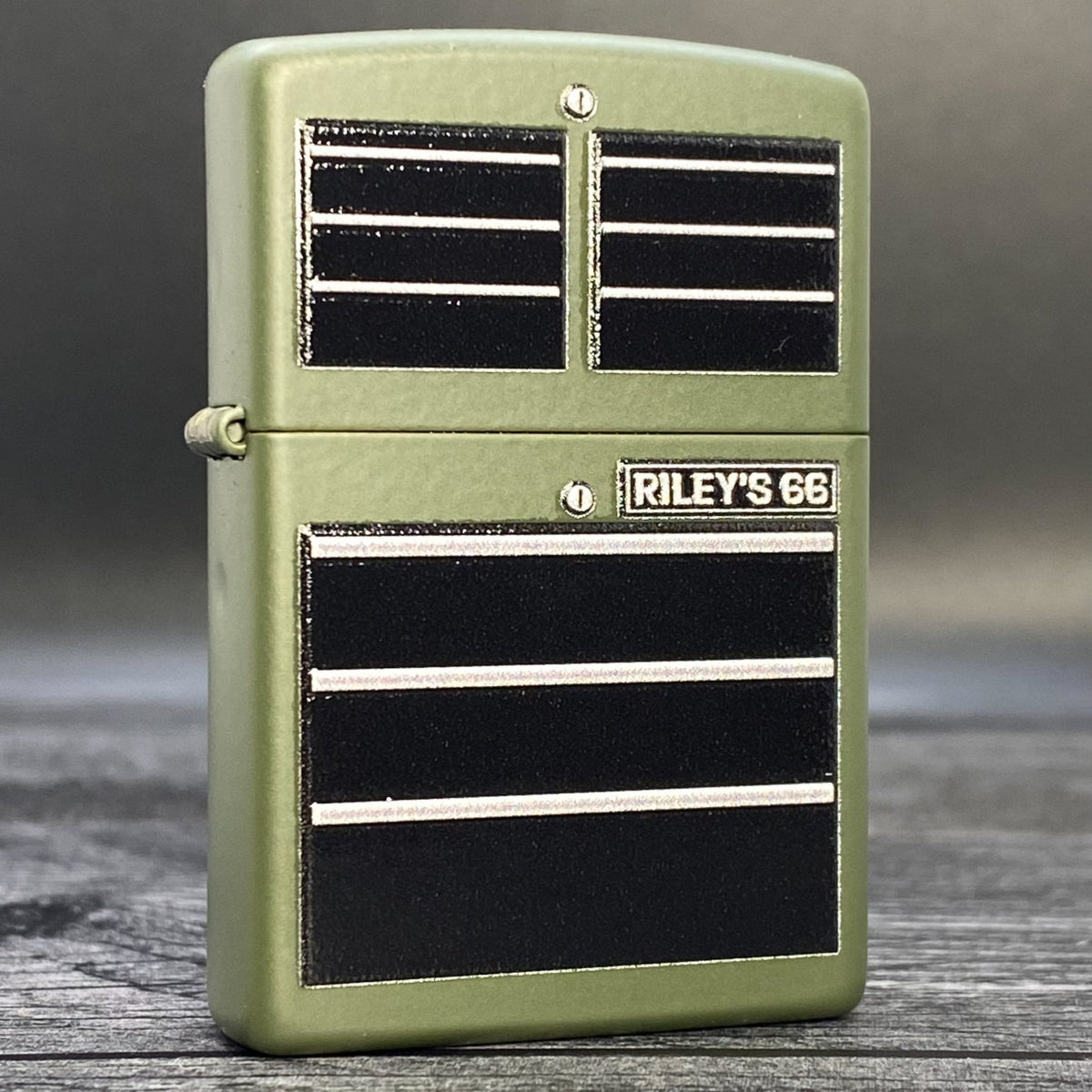 EXCLUSIVE - RILEY&#39;S 66 ZIPPO LIGHTER - Toolbox - Green Matte - Riley&#39;s 66 LLC