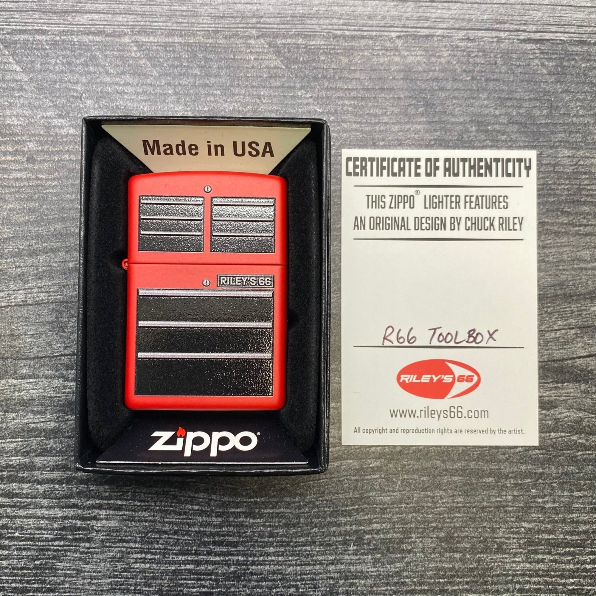 EXCLUSIVE - RILEY'S 66 ZIPPO LIGHTER - Toolbox - Red Matte - Riley's 66 LLC