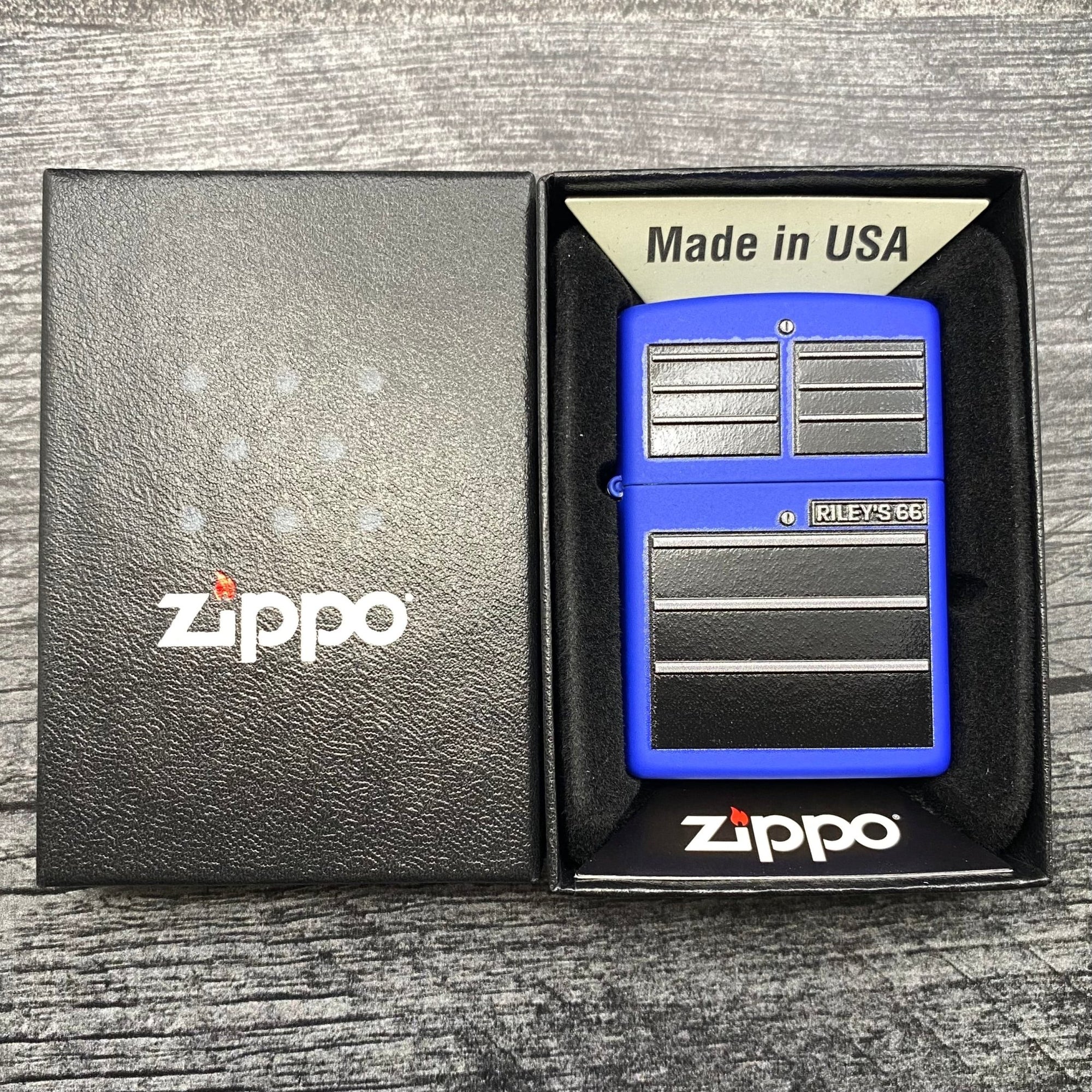 EXCLUSIVE - RILEY'S 66 ZIPPO LIGHTER - Toolbox - Royal Blue Matte - Riley's 66 LLC