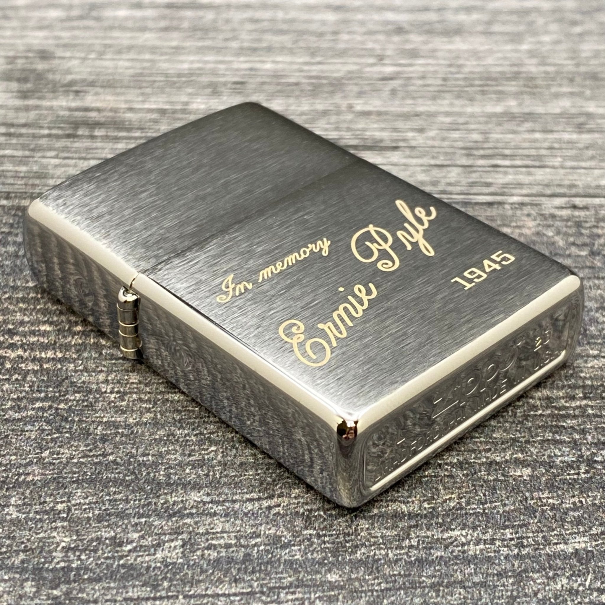 Zippo Lighter - Ernie Pyle Tribute - Brushed Chrome