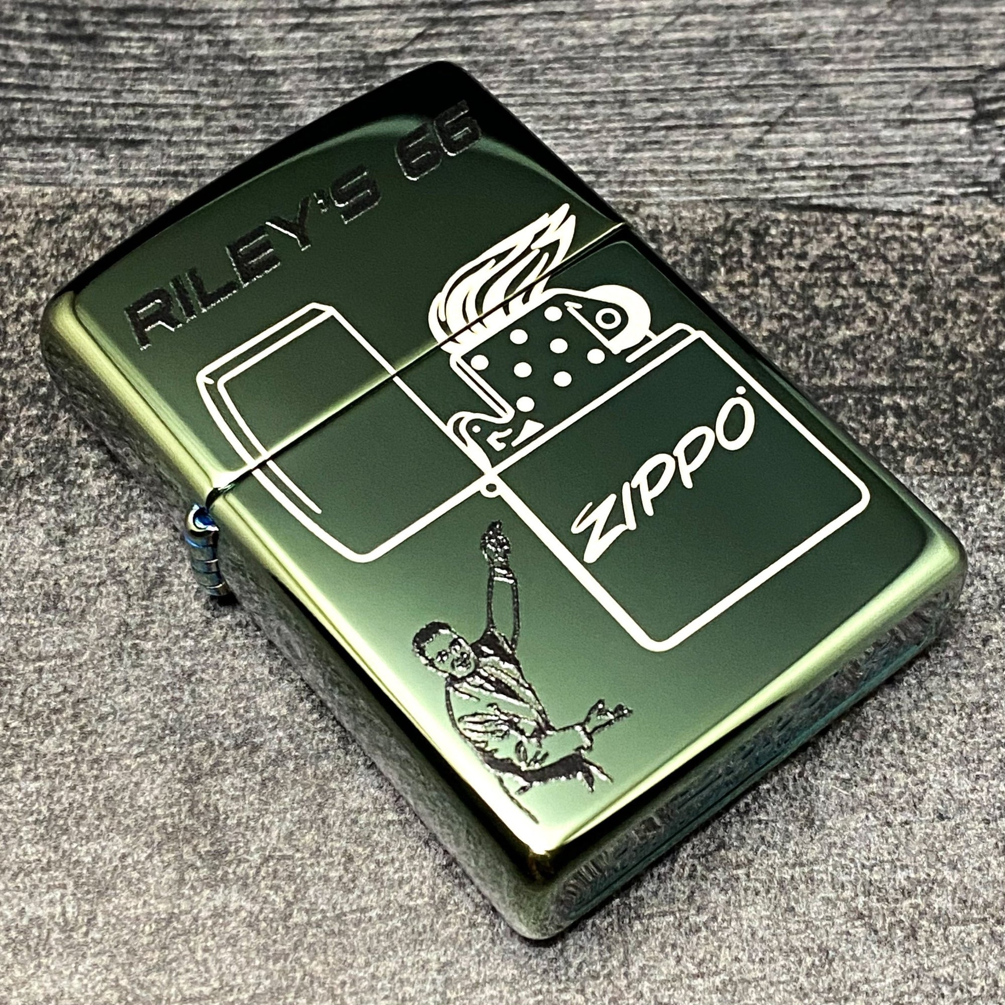 EXCLUSIVE - ZIPPO LIGHTER - RILEYS 66 - HIGH POLISH GREEN - Riley's 66 LLC