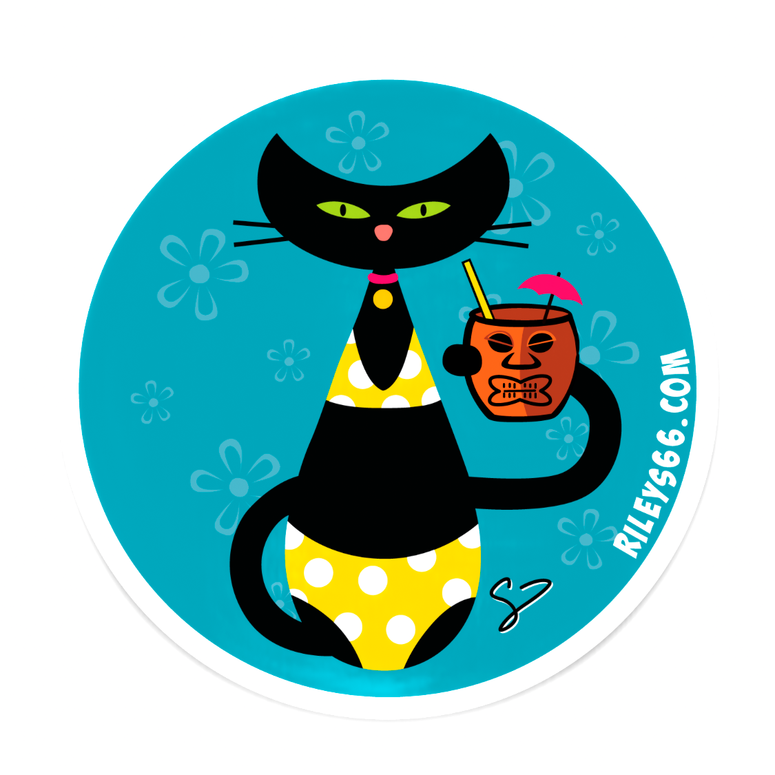 Riley's 66 Tiki Kitty Sticker