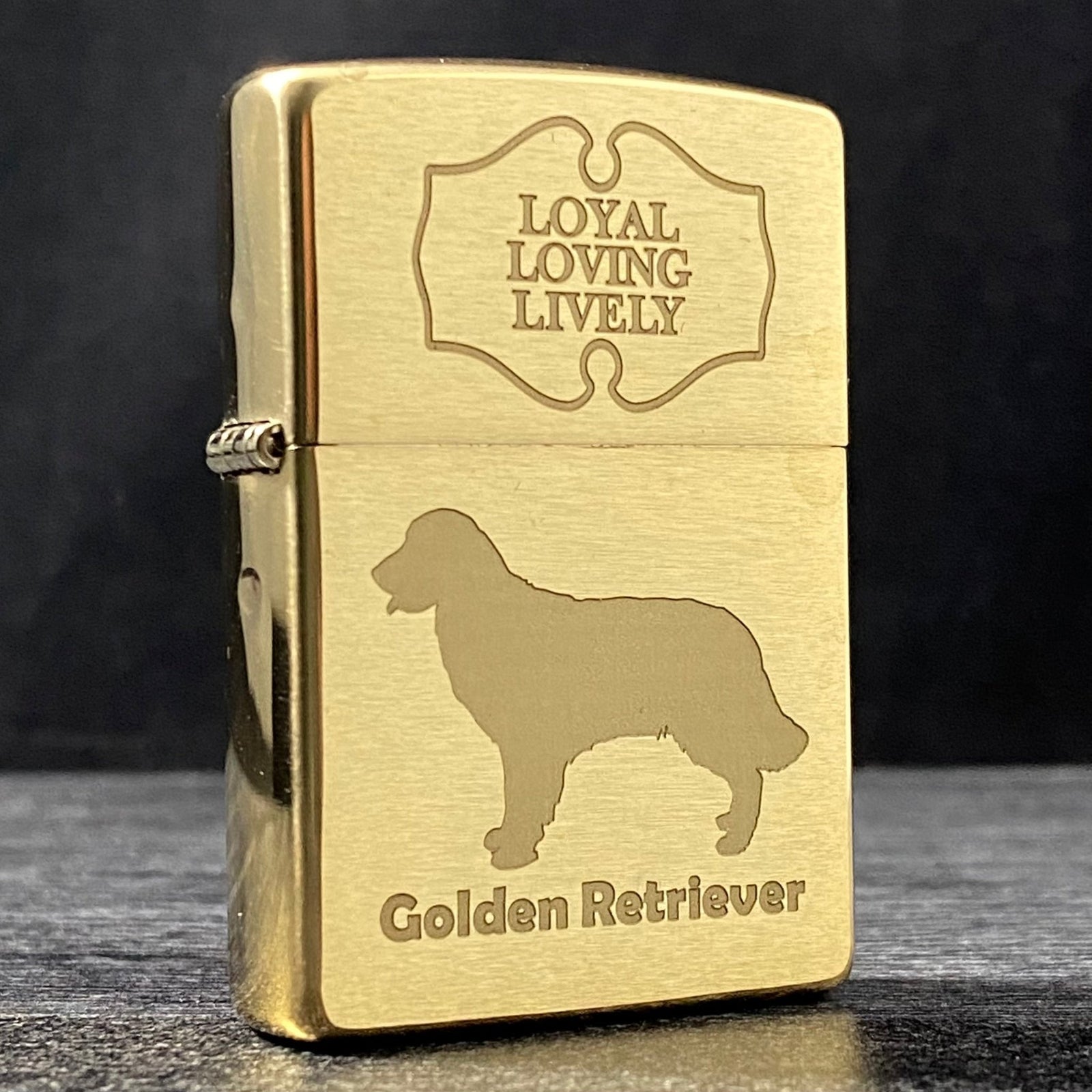 JV EXCLUSIVE GOLDEN RETRIEVER ZIPPO LIGHTER - BRUSHED BRASS - Riley's 66 LLC