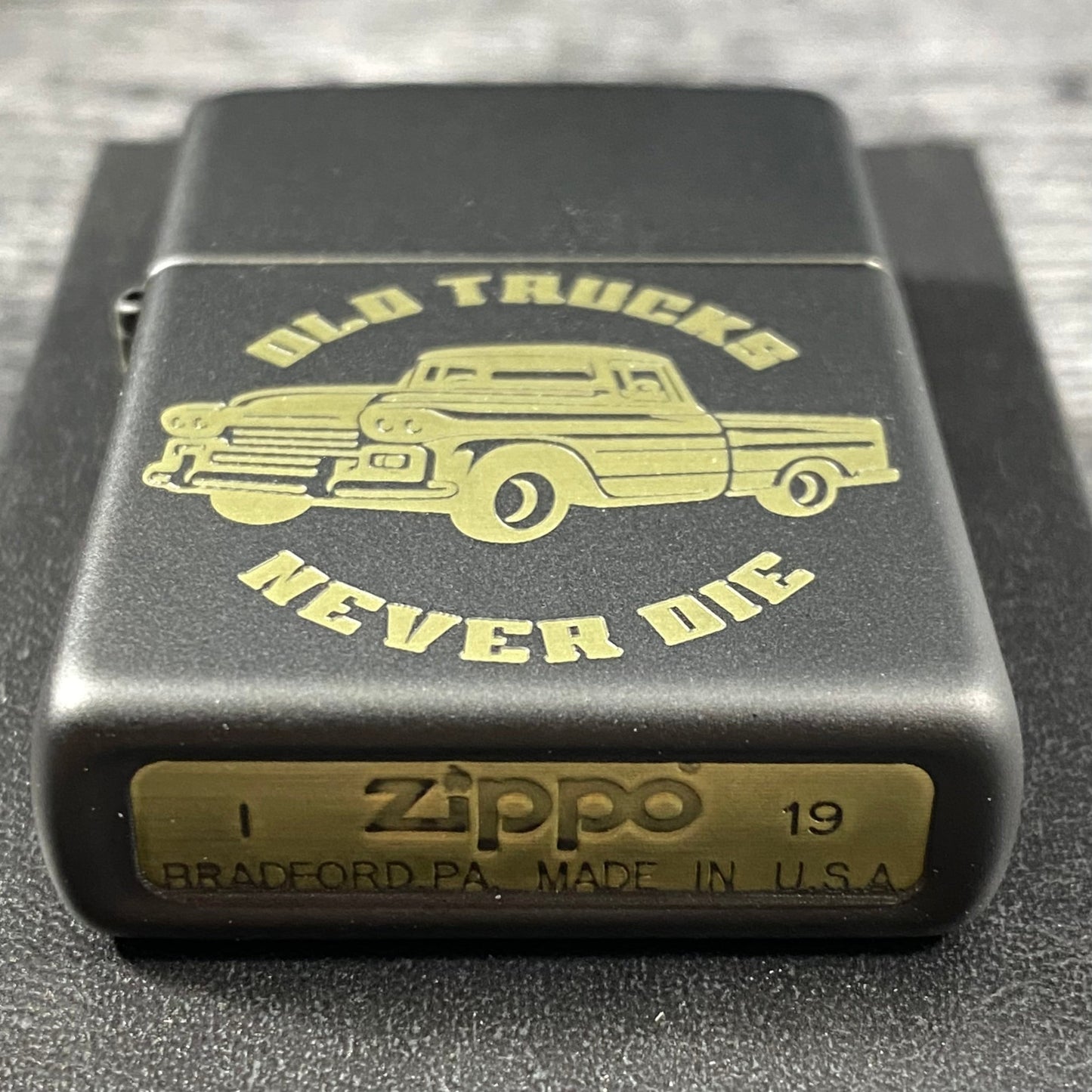 JV EXCLUSIVE OLD TRUCKS NEVER DIE ZIPPO LIGHTER - BLACK MATTE - Riley's 66 LLC