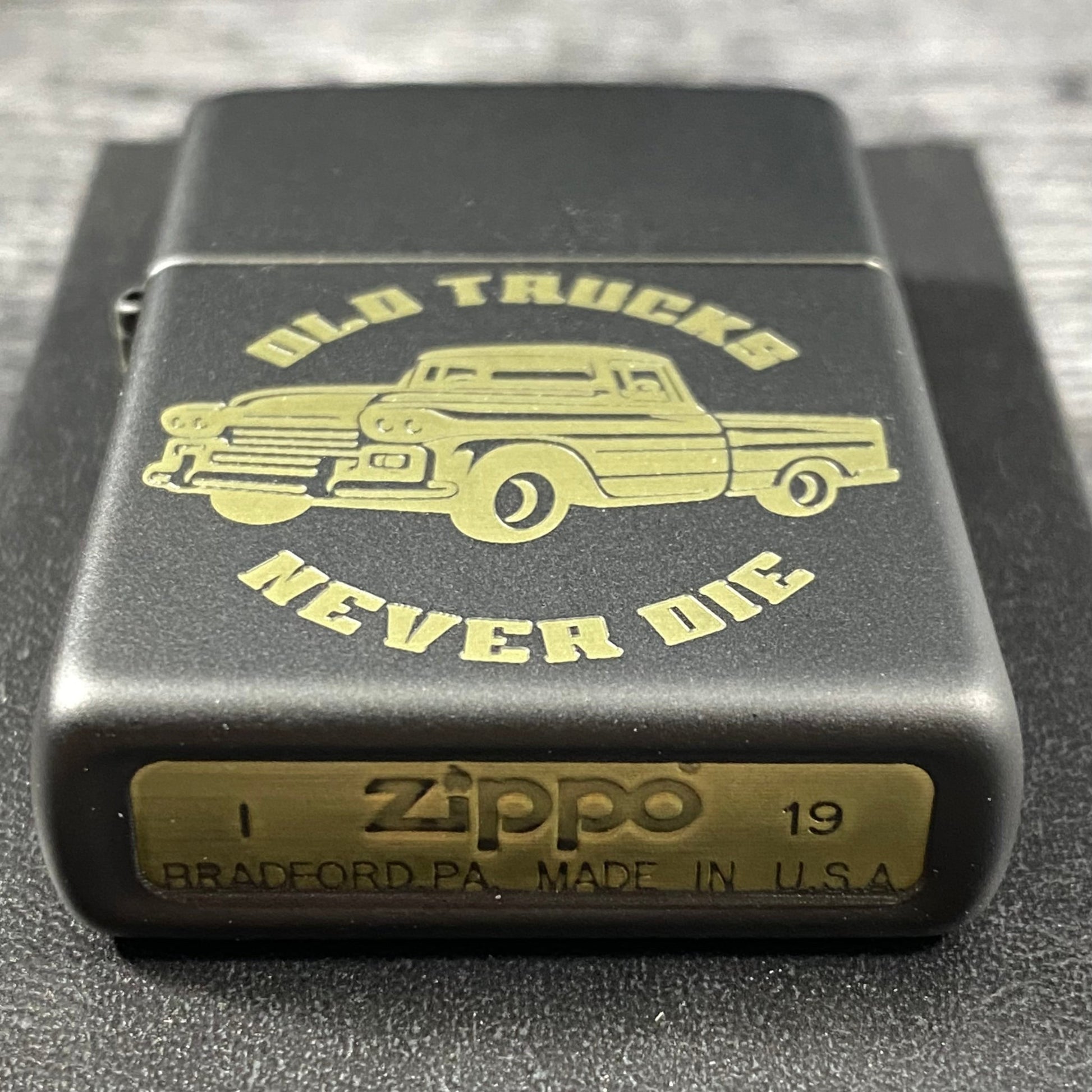 JV EXCLUSIVE OLD TRUCKS NEVER DIE ZIPPO LIGHTER - BLACK MATTE - Riley's 66 LLC