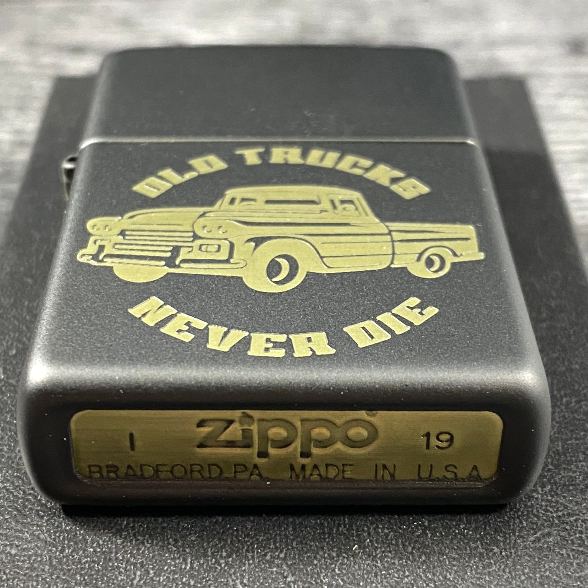 JV EXCLUSIVE OLD TRUCKS NEVER DIE ZIPPO LIGHTER - BLACK MATTE - Riley's 66 LLC