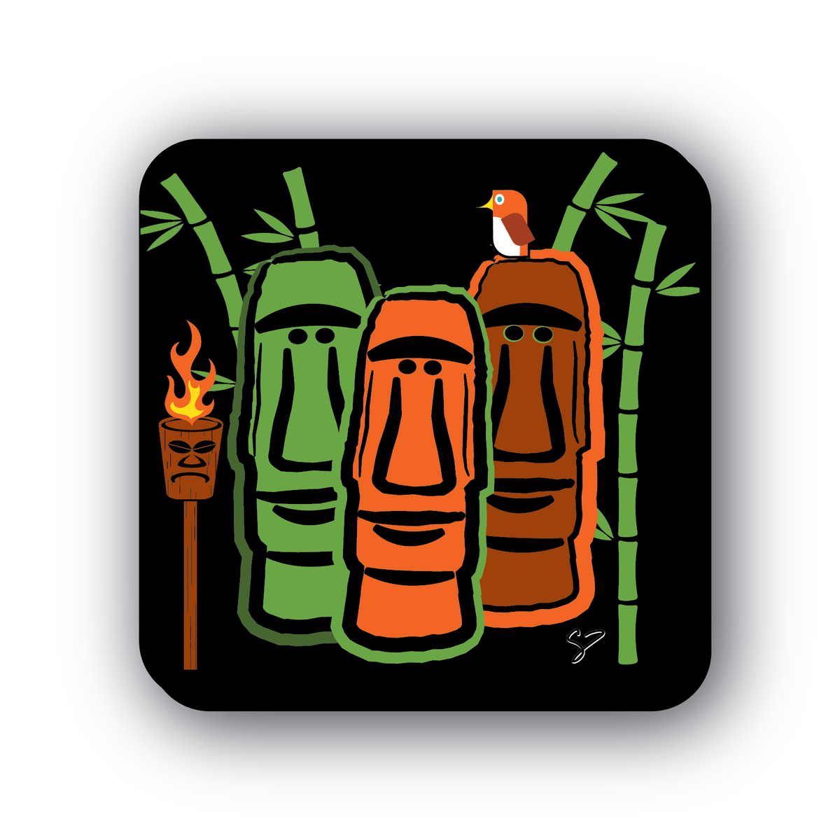 Riley&#39;s 66 Three Wise Tikis Coaster - Riley&#39;s 66 LLC