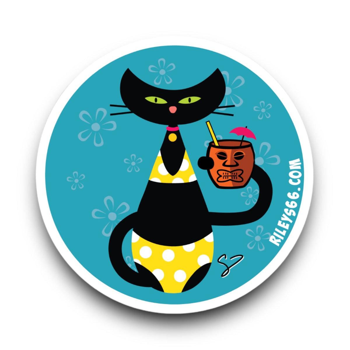 Riley&#39;s 66 Tiki Kitty Sticker - Riley&#39;s 66 LLC