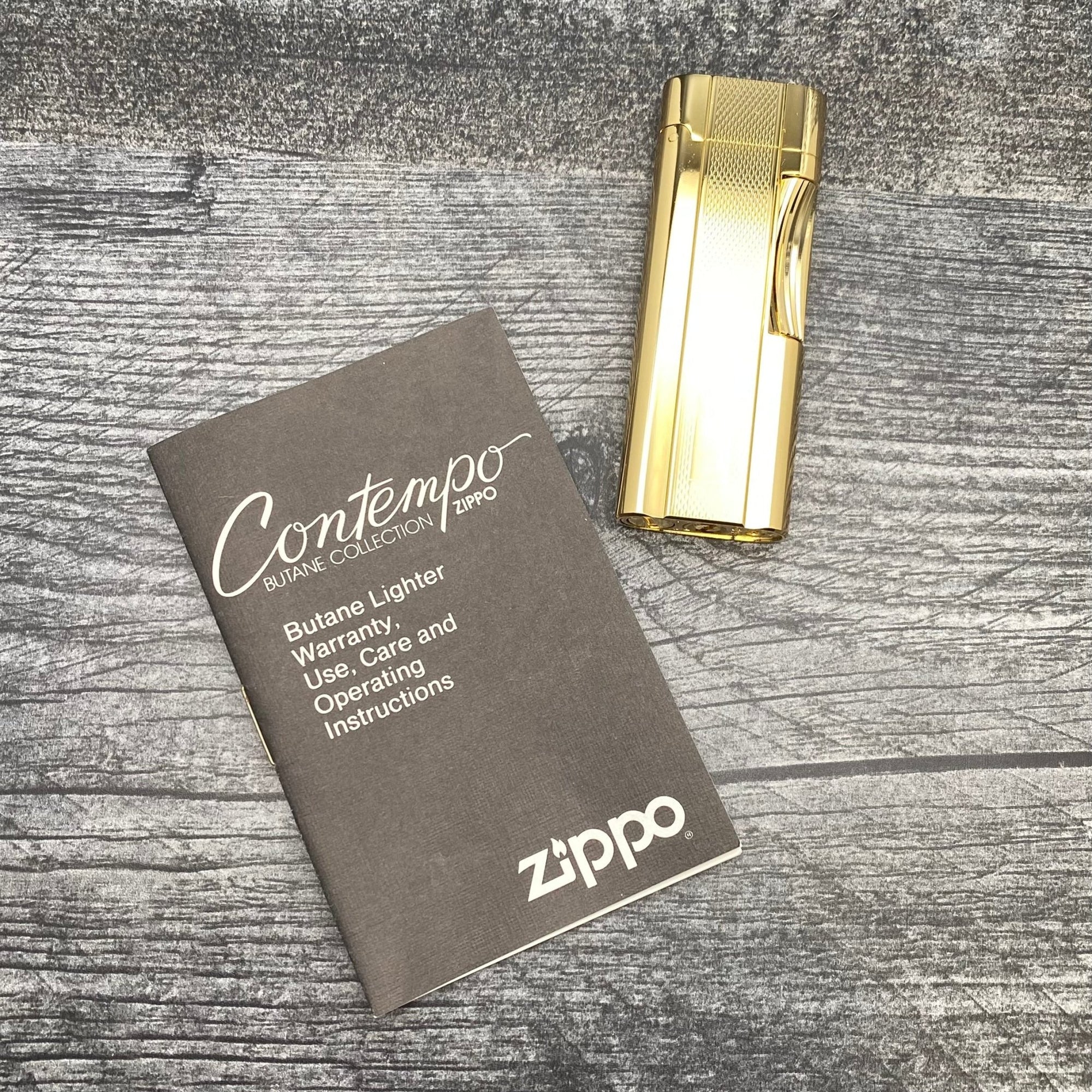 Vintage Zippo Contempo Lighter - Trim No. 1412 - Gold Mesh - Riley's 66 LLC