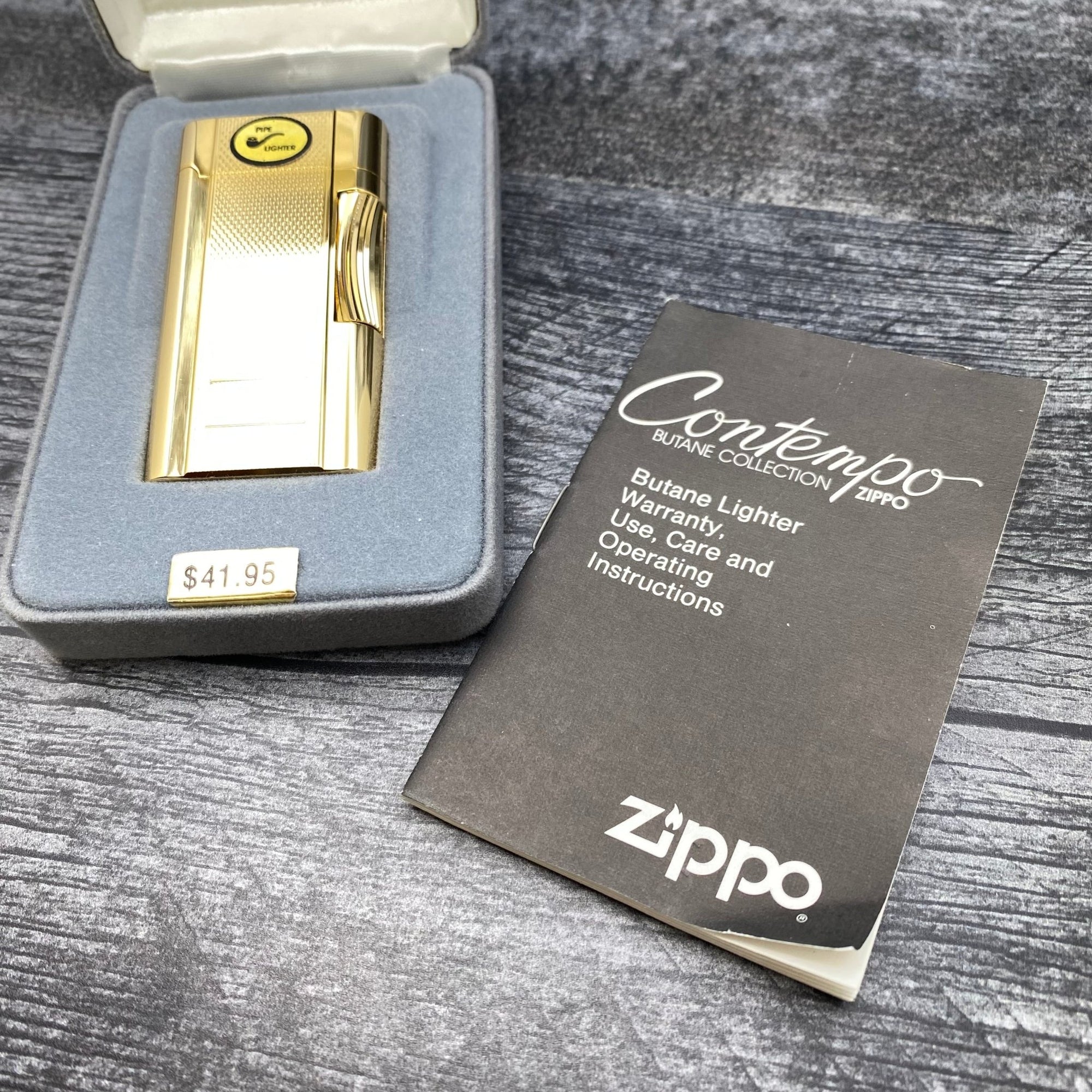 Vintage Zippo Contempo Pipe Lighter - Gold Mesh - Riley's 66 LLC