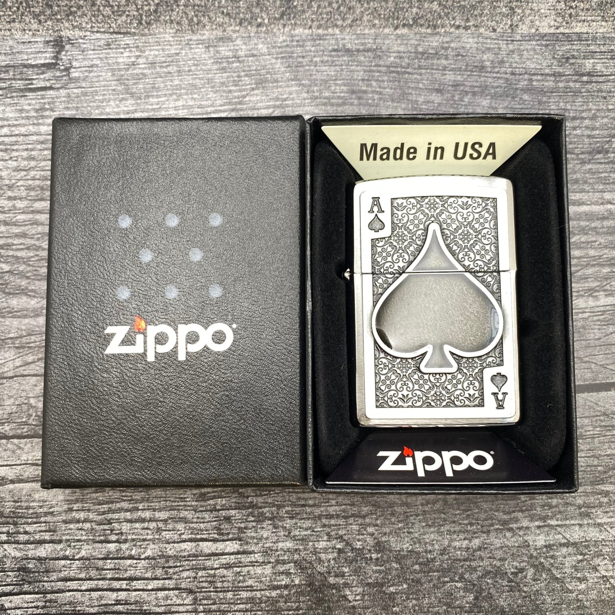 ZIPPO LIGHTER - Ace of Spades - Brushed Chrome - Riley's 66 LLC