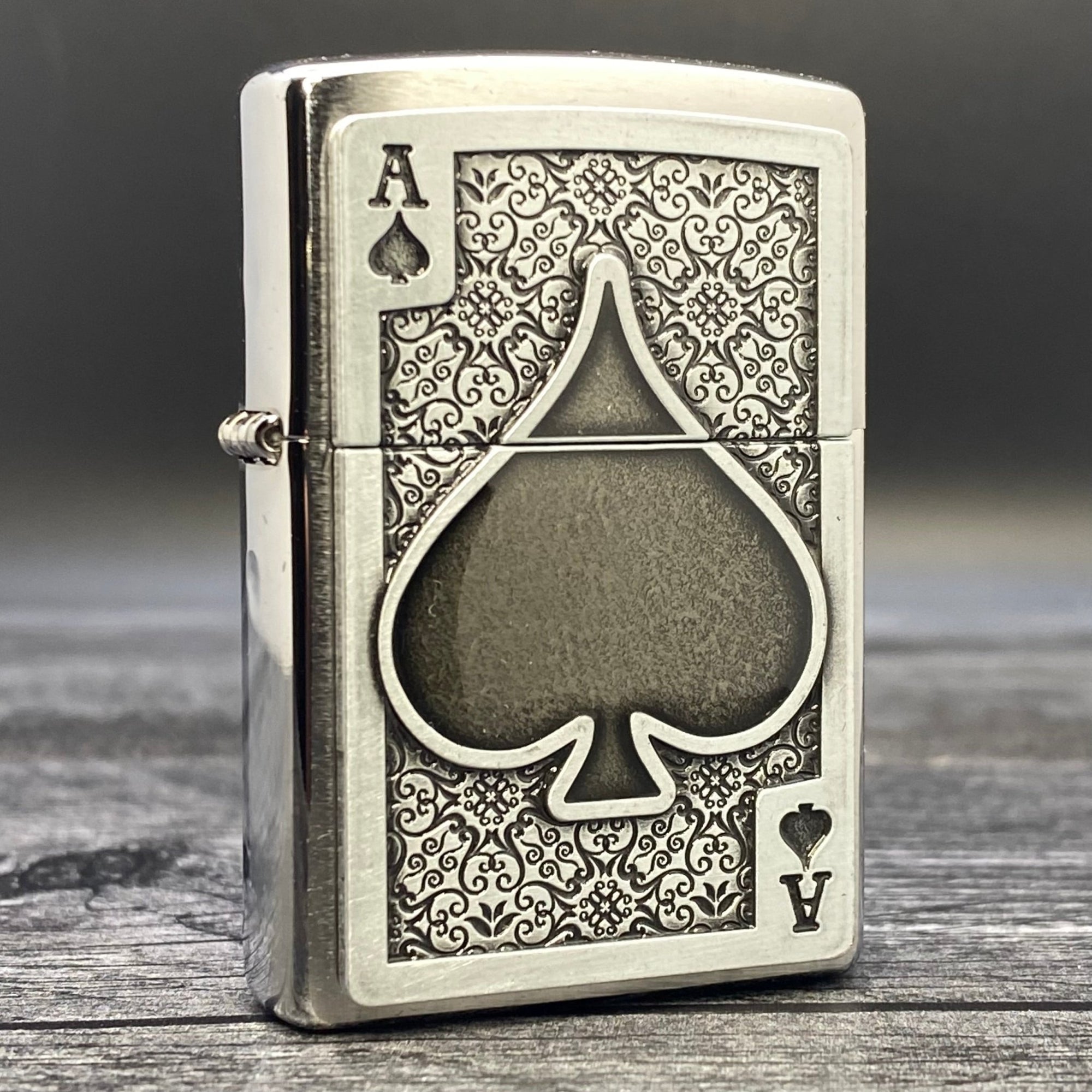 ZIPPO LIGHTER - Ace of Spades - Brushed Chrome - Riley's 66 LLC