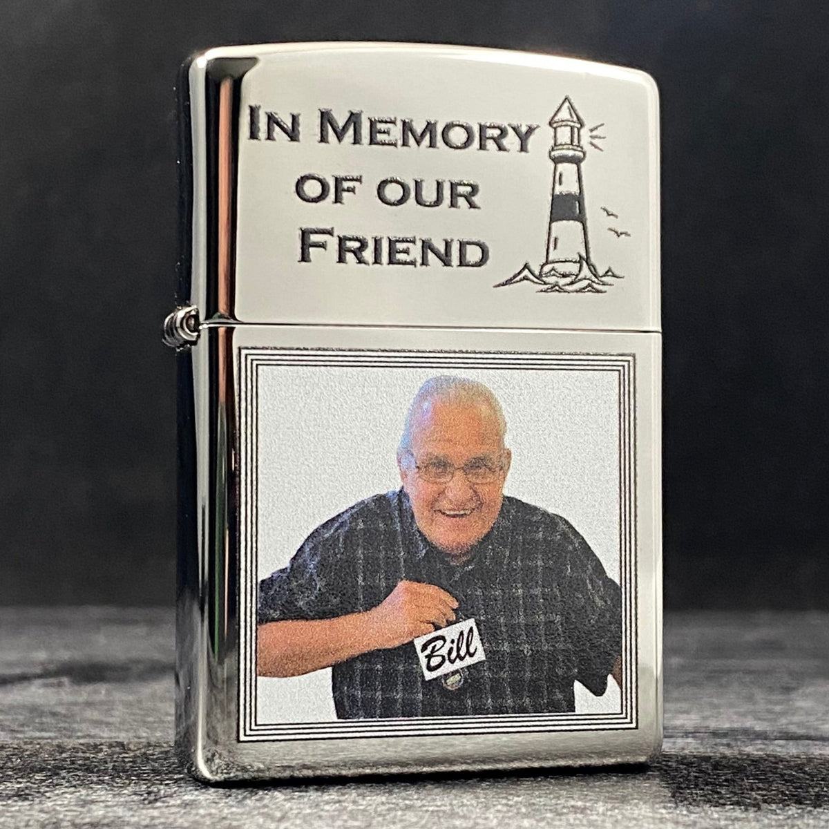 Zippo Lighter - Bill Kolk Memorial - High Polish Chrome - Riley&#39;s 66 LLC