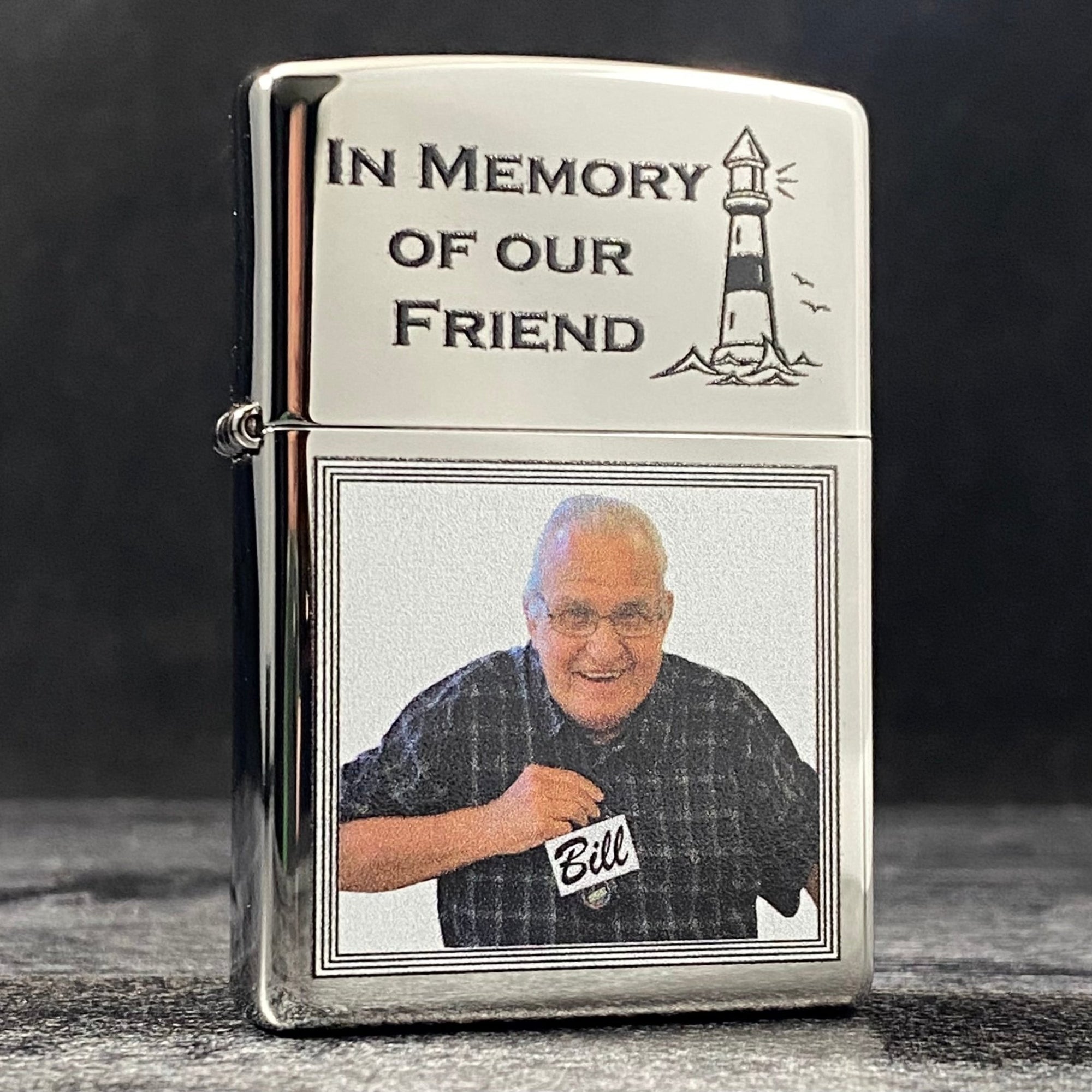 Zippo Lighter - Bill Kolk Memorial - High Polish Chrome - Riley's 66 LLC