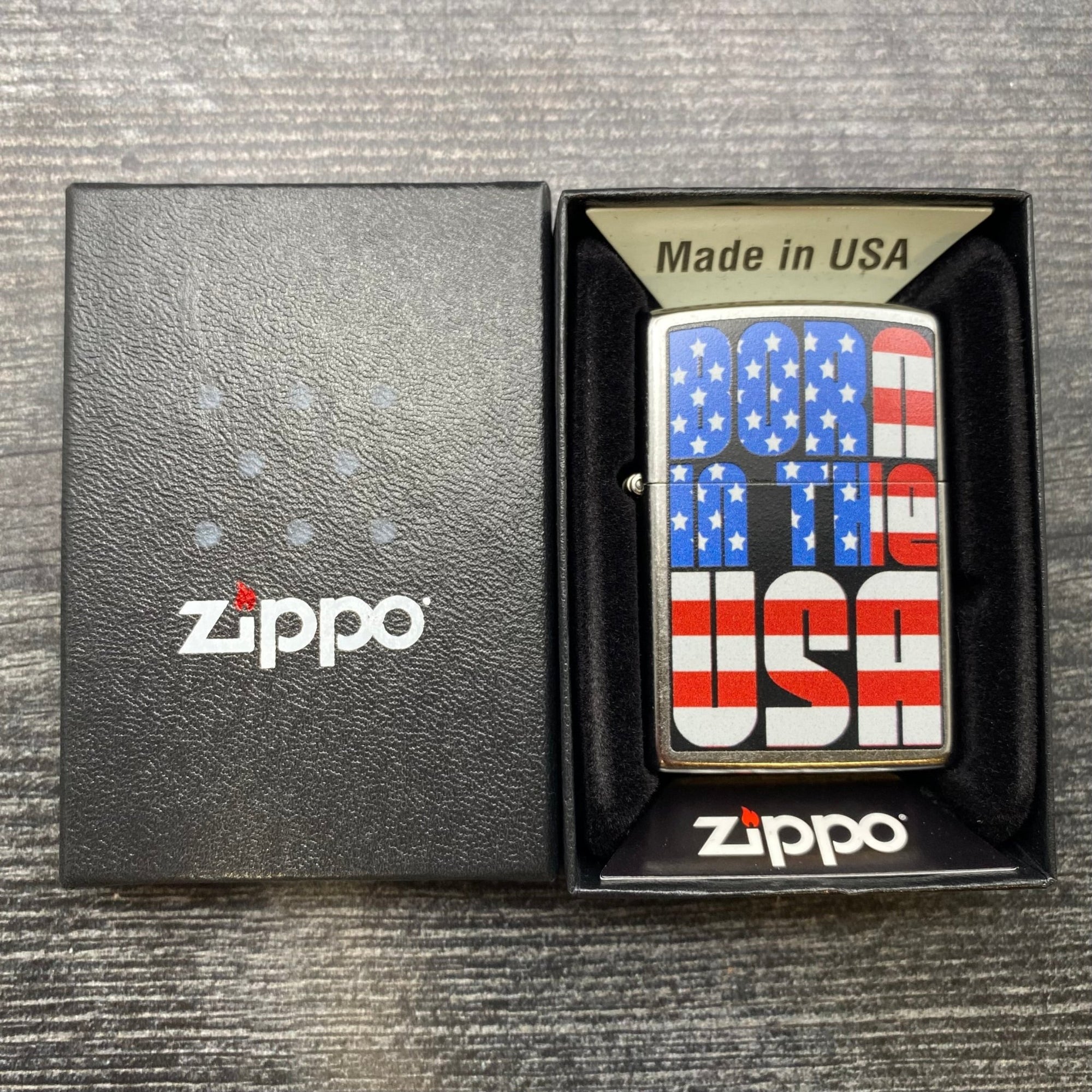 Zippo Lighter - Born in the USA - Street Chrome - Riley's 66 LLC