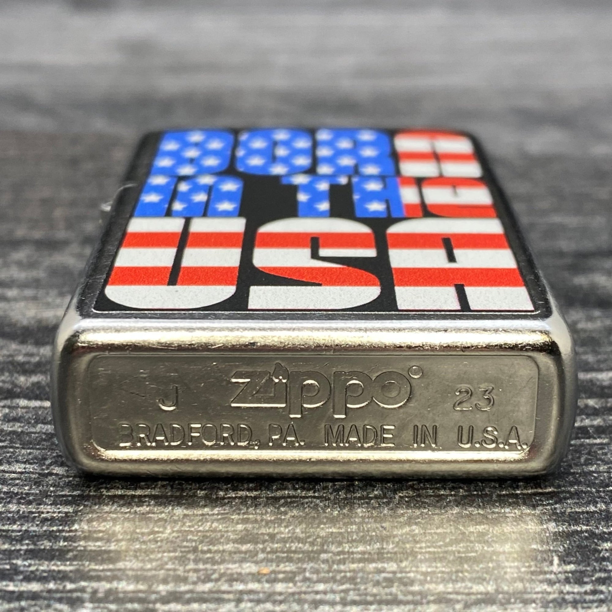 Zippo Lighter - Born in the USA - Street Chrome - Riley's 66 LLC