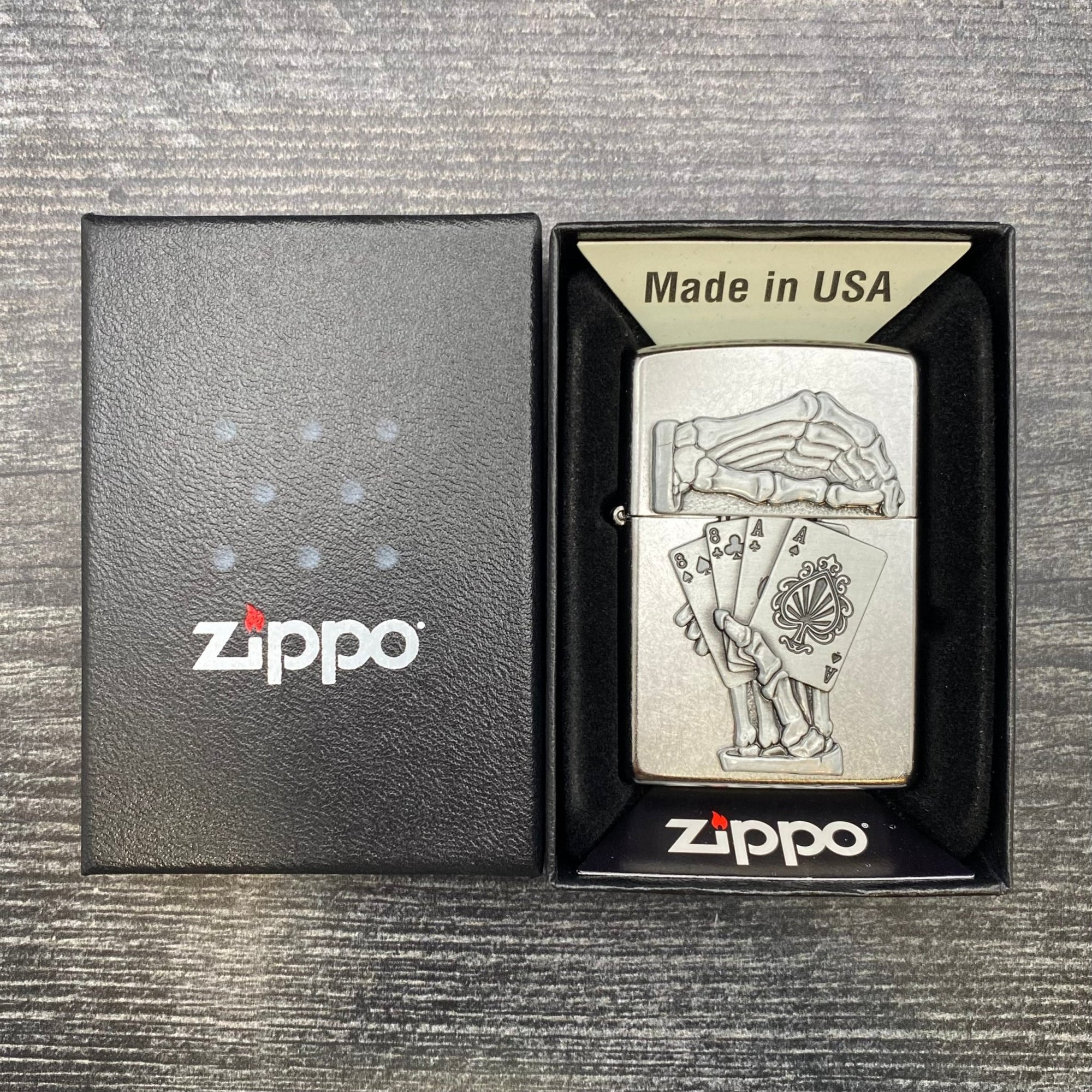 ZIPPO LIGHTER - Dead Man's Hand - Street Chrome - Riley's 66 LLC