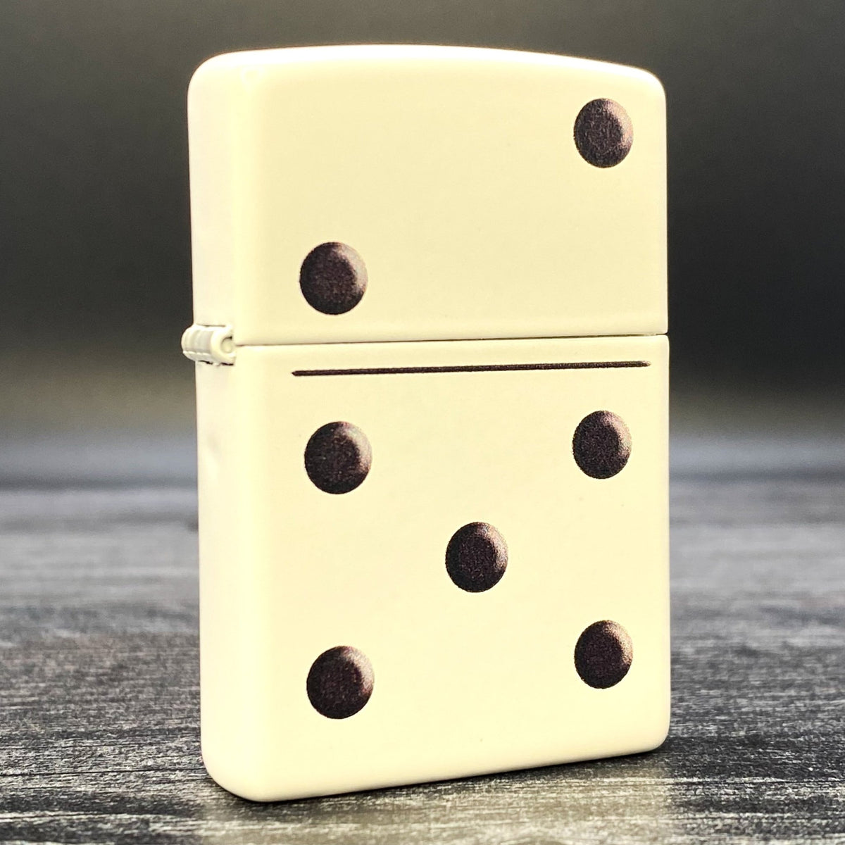 Zippo Lighter - Domino - White Matte - Riley&#39;s 66 LLC