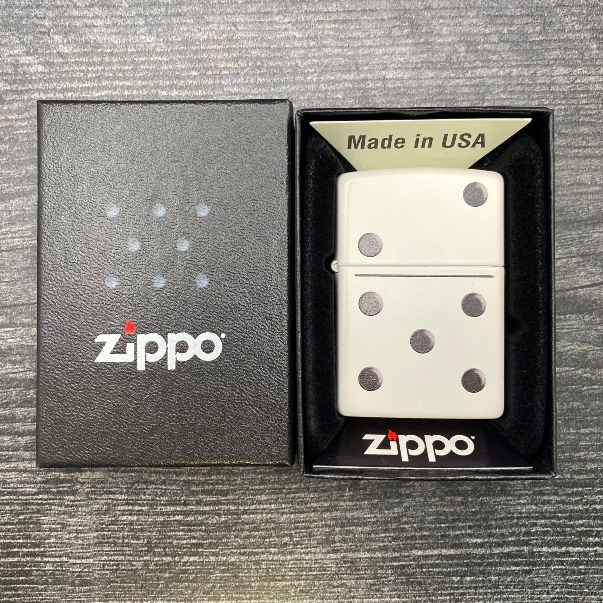 Zippo Lighter - Domino - White Matte - Riley's 66 LLC